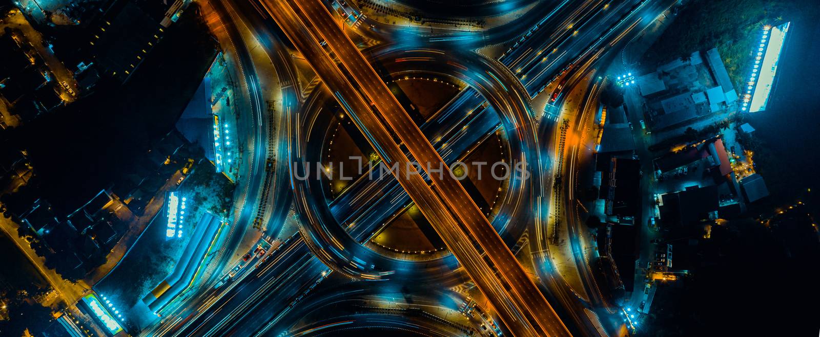 Expressway top view, Road traffic an important infrastructure by PlottyPhoto