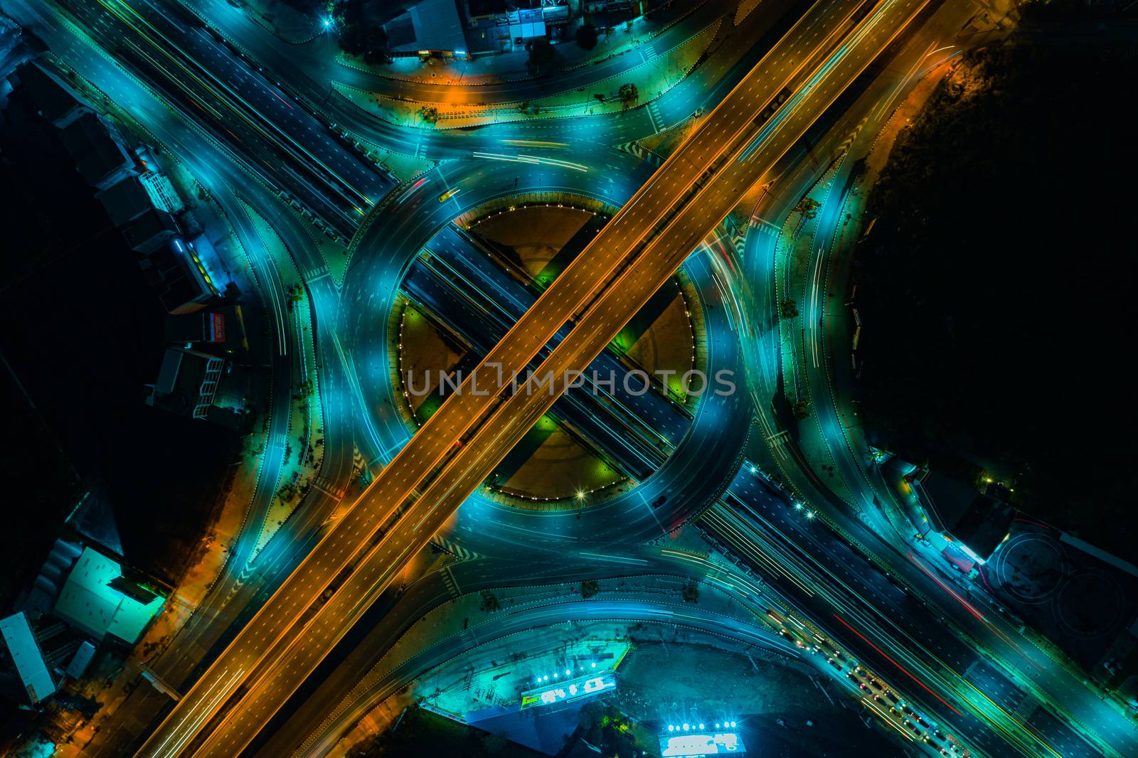 Expressway top view, Road traffic an important infrastructure in Thailand