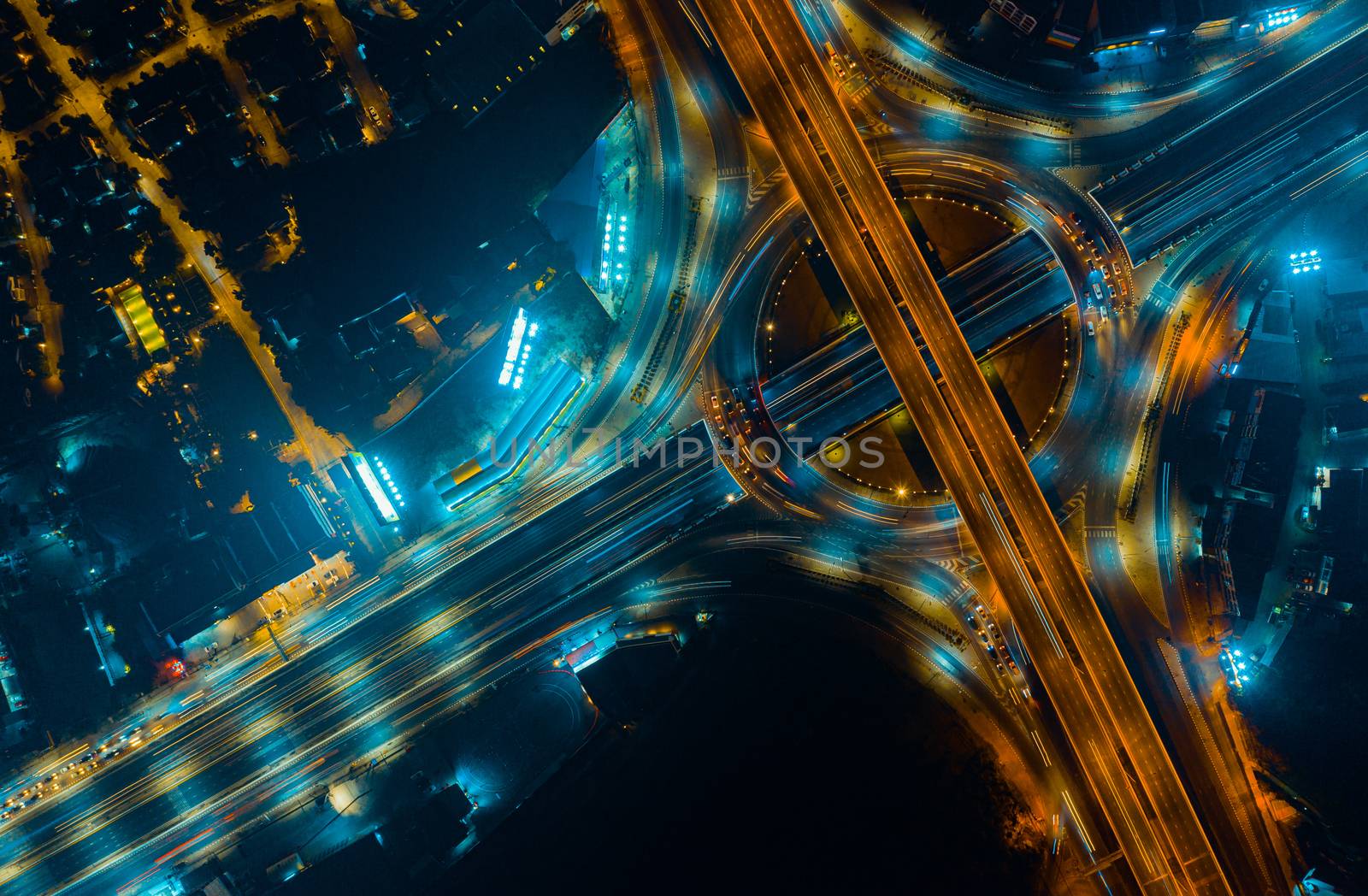 Expressway top view, Road traffic an important infrastructure by PlottyPhoto