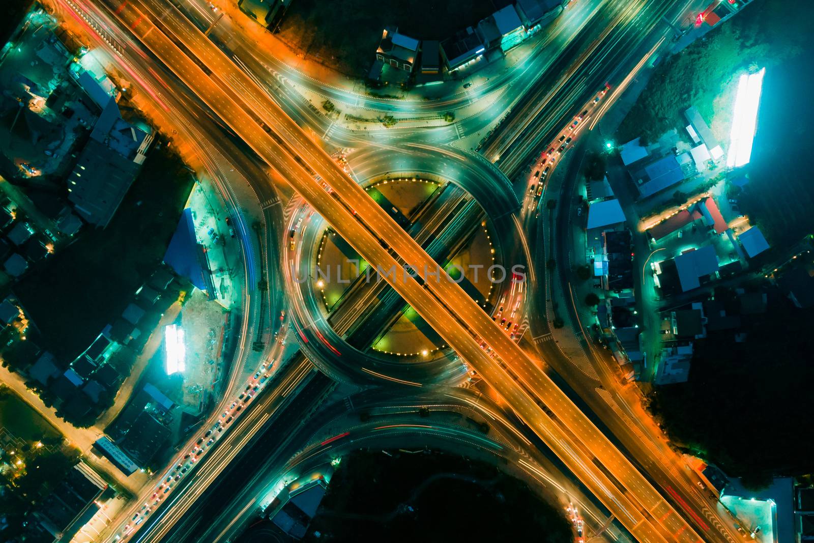 Expressway top view, Road traffic an important infrastructure in Thailand