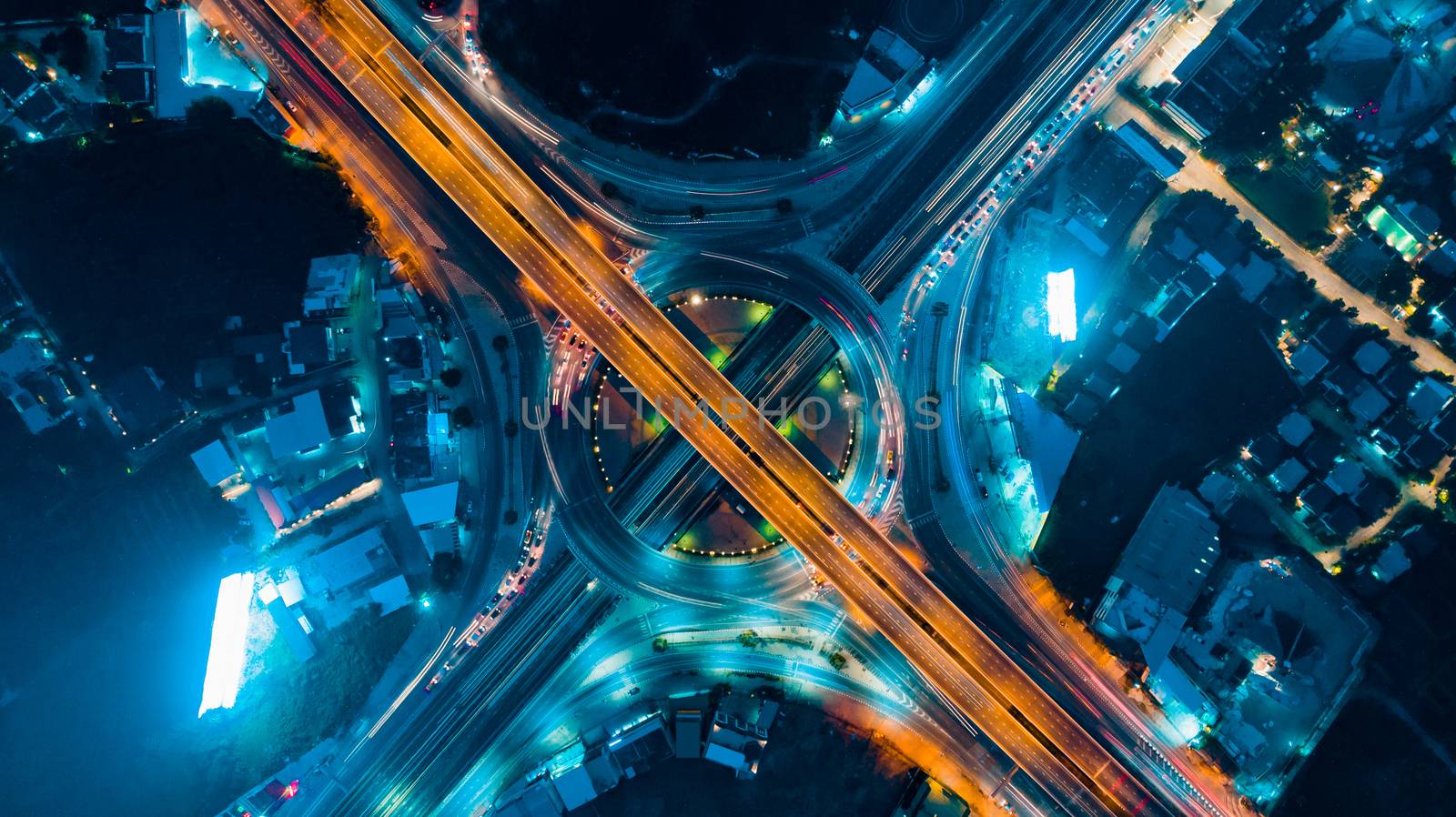 Expressway top view, Road traffic an important infrastructure by PlottyPhoto