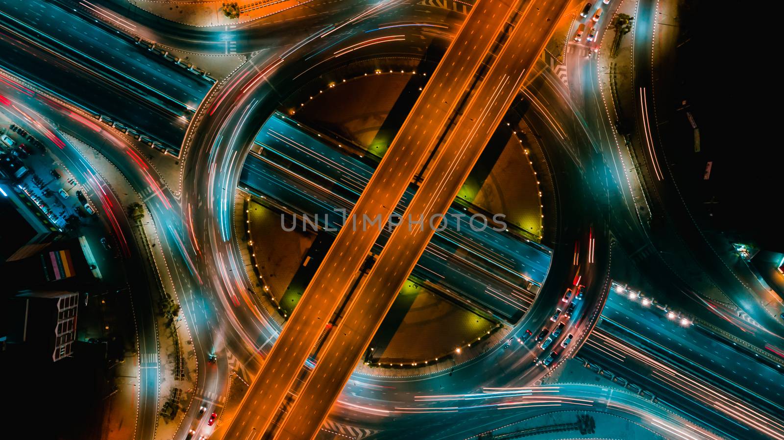 Expressway top view, Road traffic an important infrastructure by PlottyPhoto