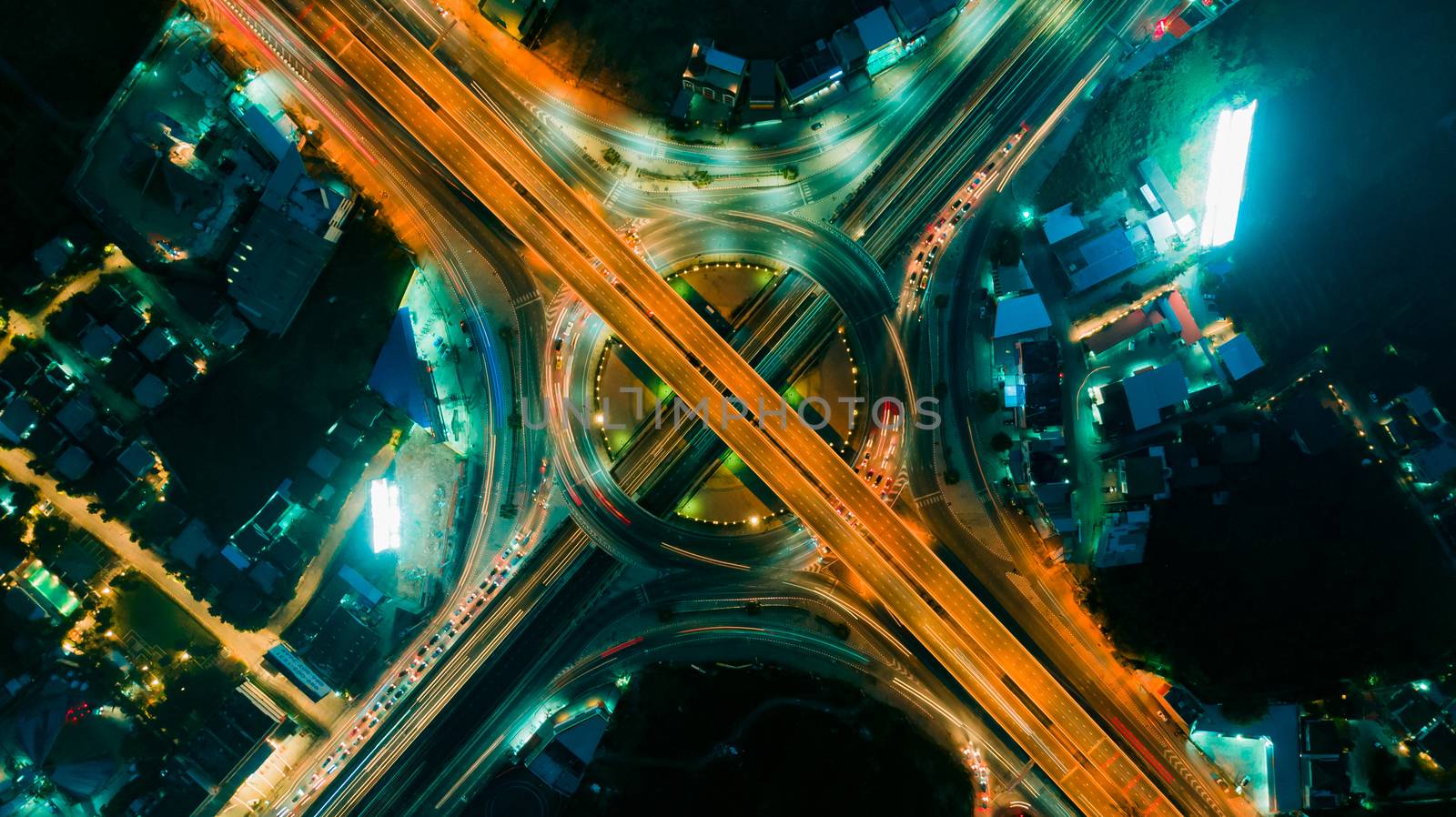 Expressway top view, Road traffic an important infrastructure by PlottyPhoto