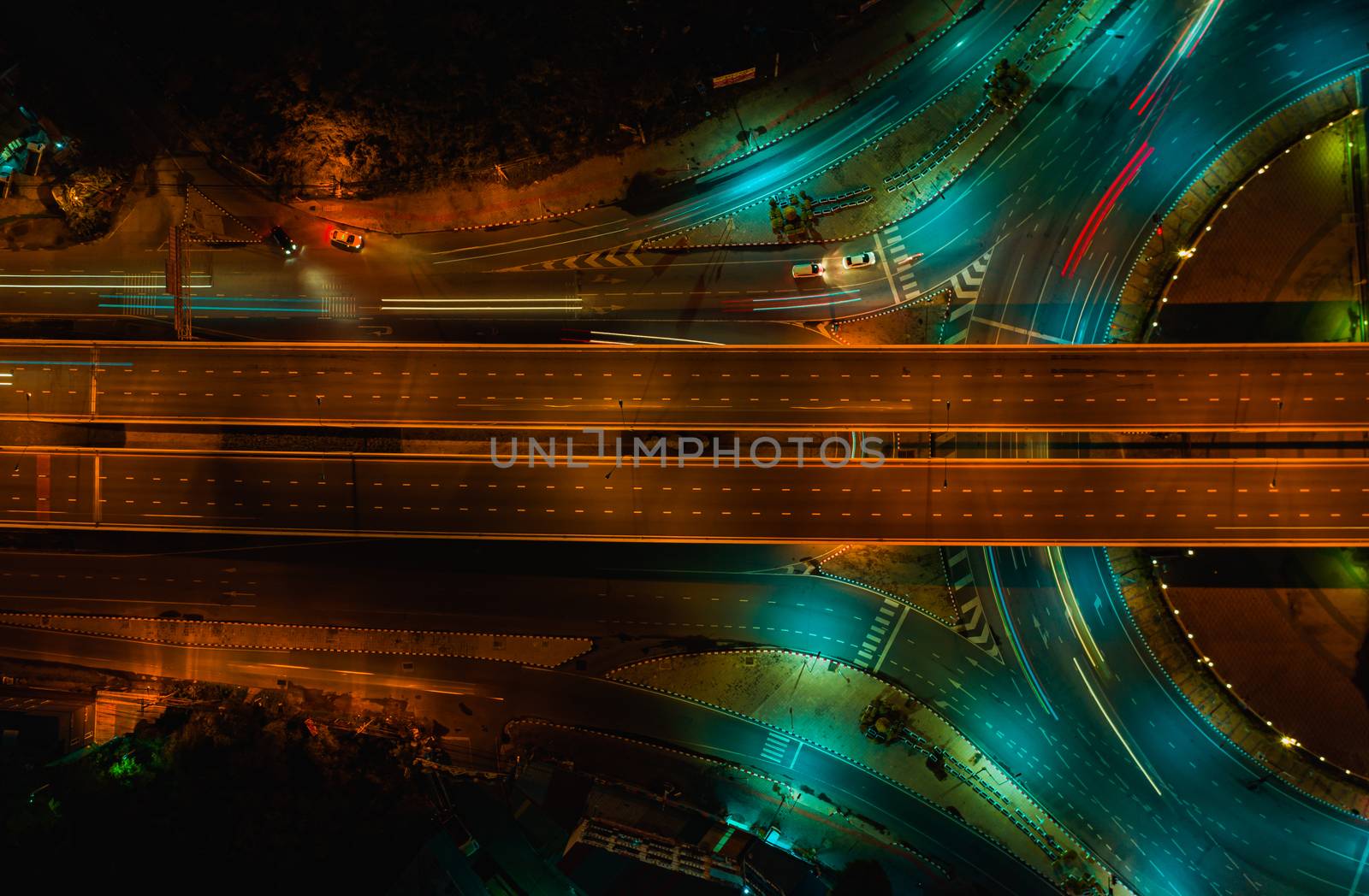 Expressway top view, Road traffic an important infrastructure by PlottyPhoto