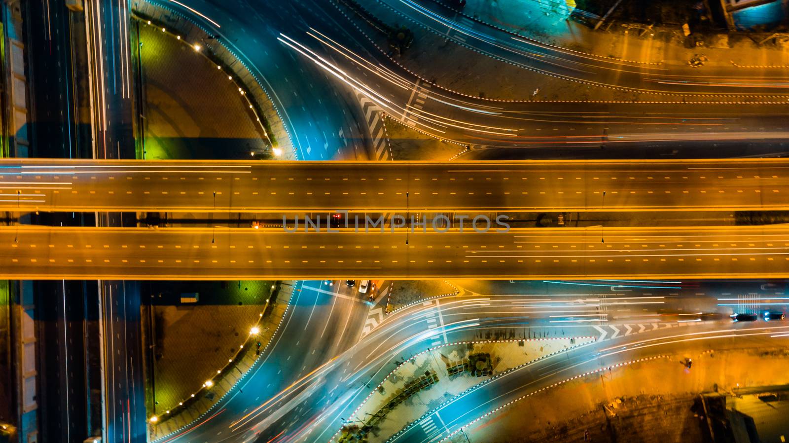 Expressway top view, Road traffic an important infrastructure by PlottyPhoto