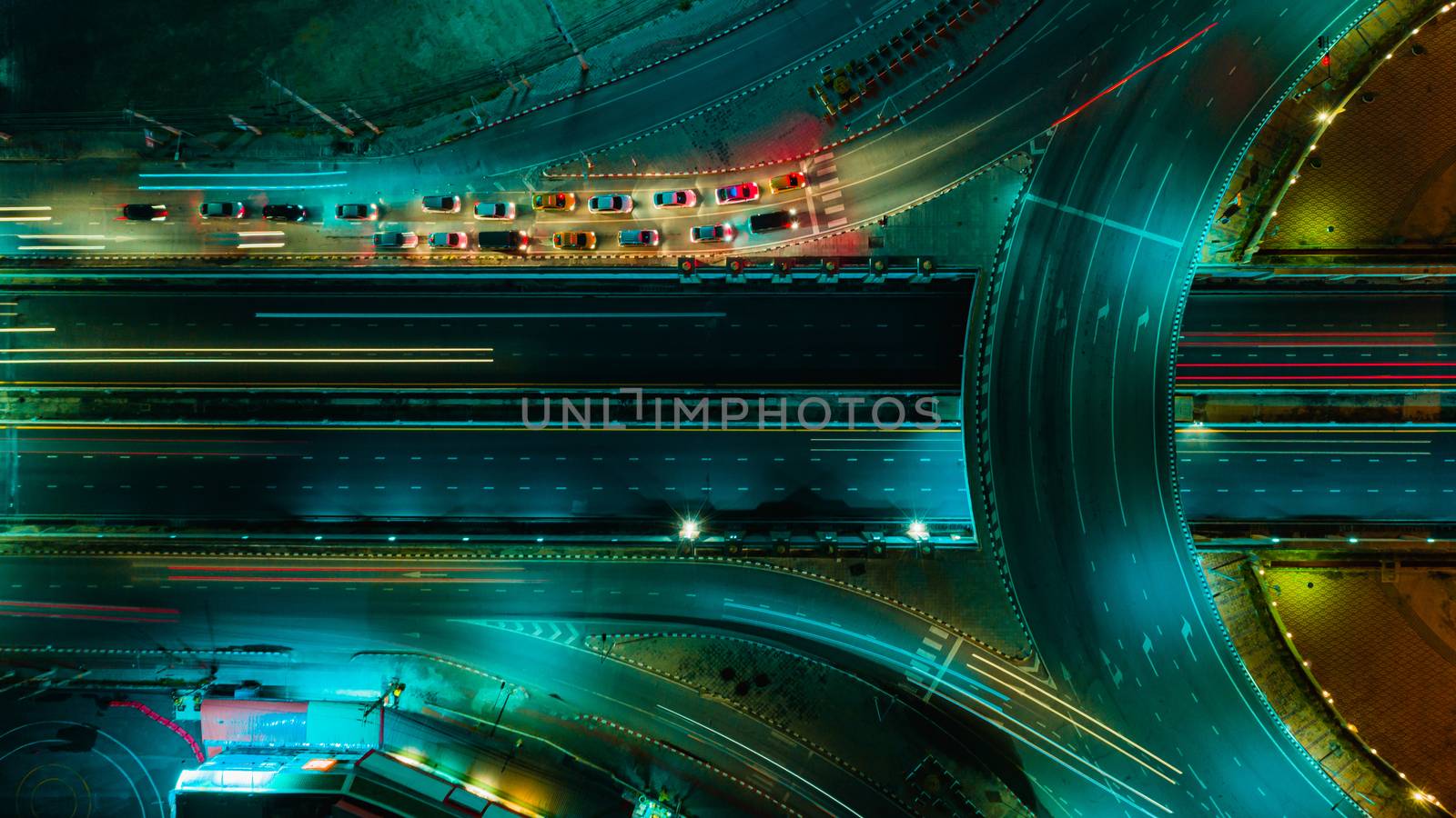 Expressway top view, Road traffic an important infrastructure by PlottyPhoto