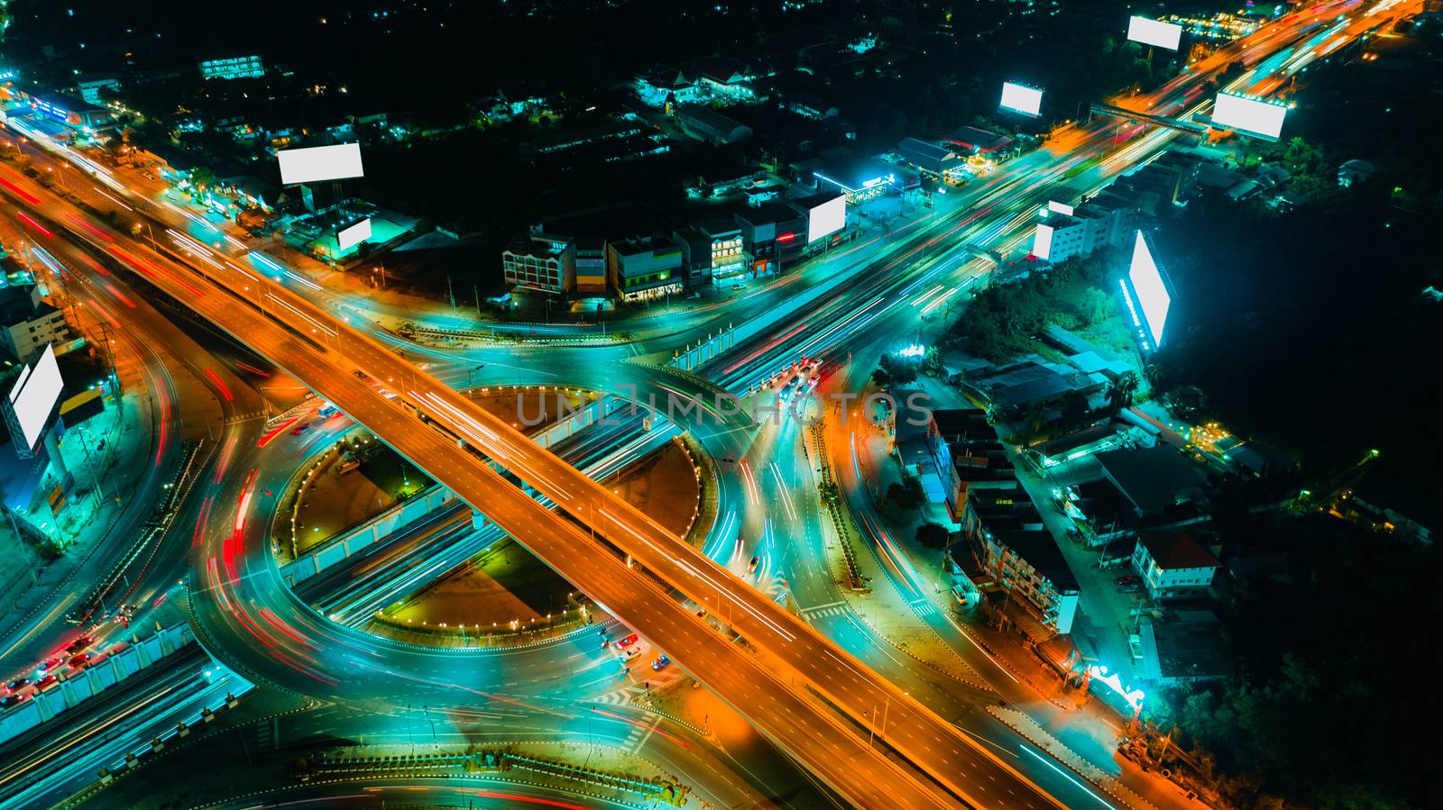 Expressway top view, Road traffic an important infrastructure by PlottyPhoto