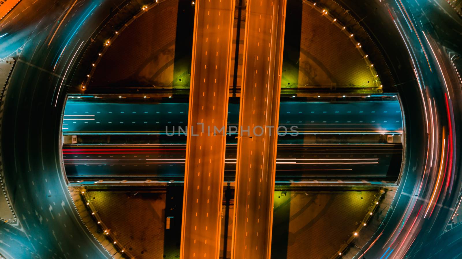 Expressway top view, Road traffic an important infrastructure in Thailand