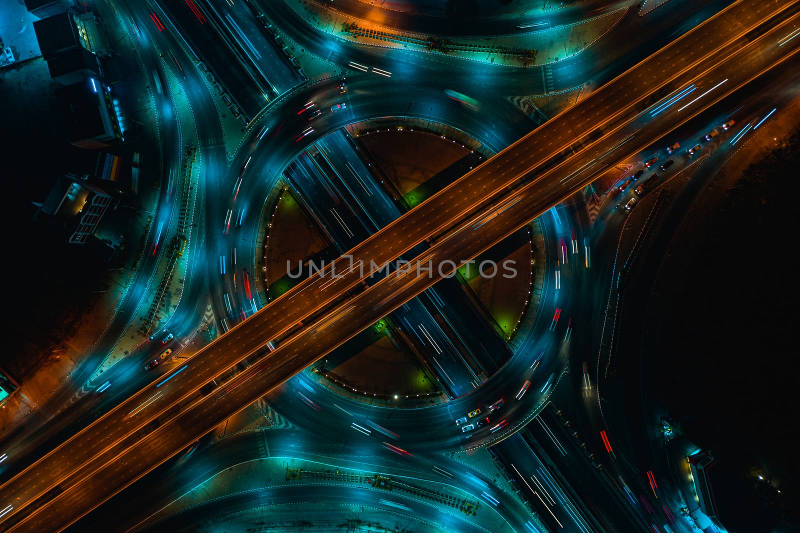 Expressway top view, Road traffic an important infrastructure by PlottyPhoto