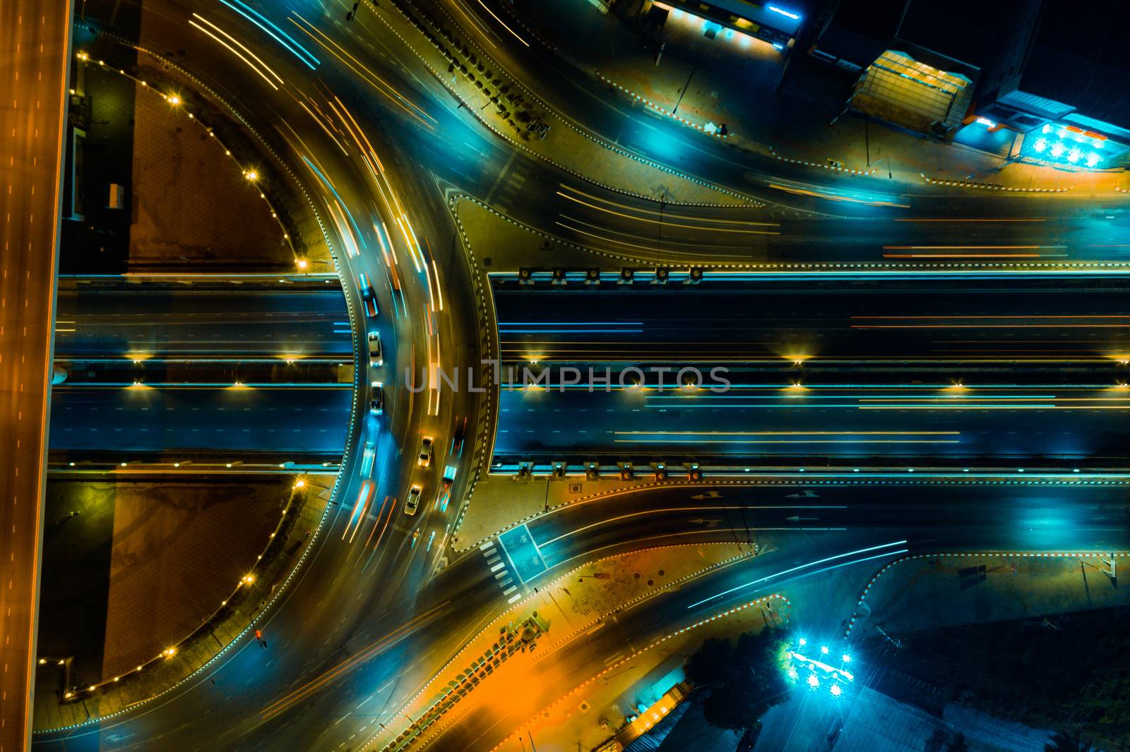 Expressway top view, Road traffic an important infrastructure by PlottyPhoto