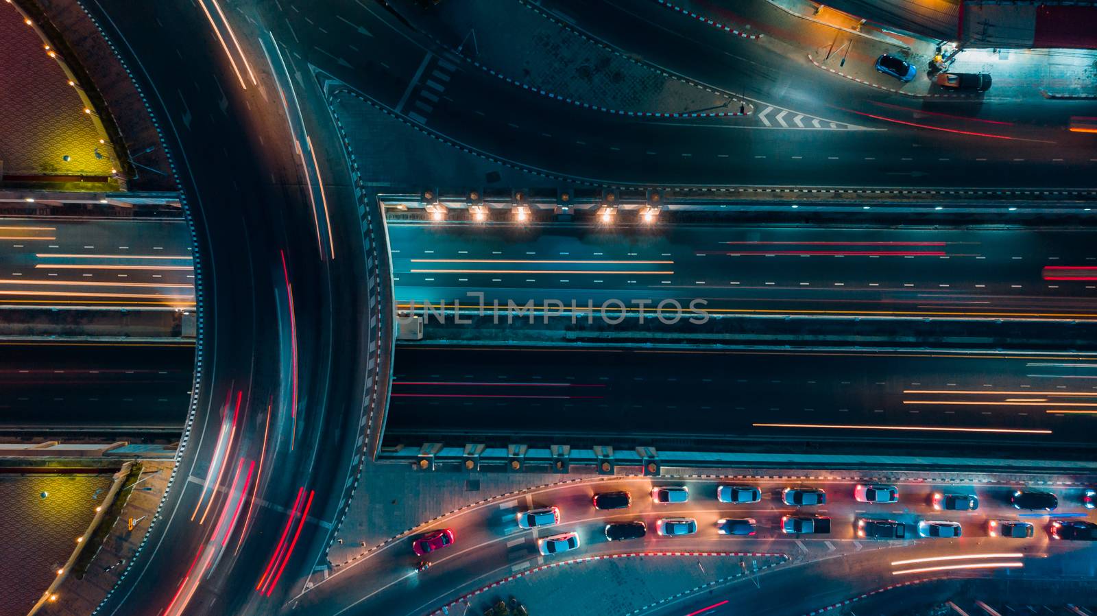 Expressway top view, Road traffic an important infrastructure in Thailand