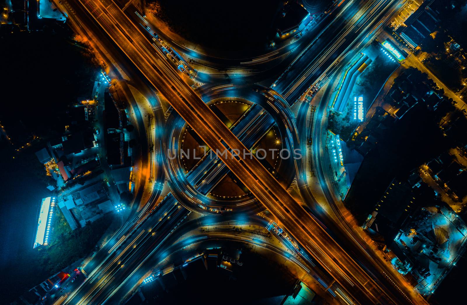 Expressway top view, Road traffic an important infrastructure by PlottyPhoto