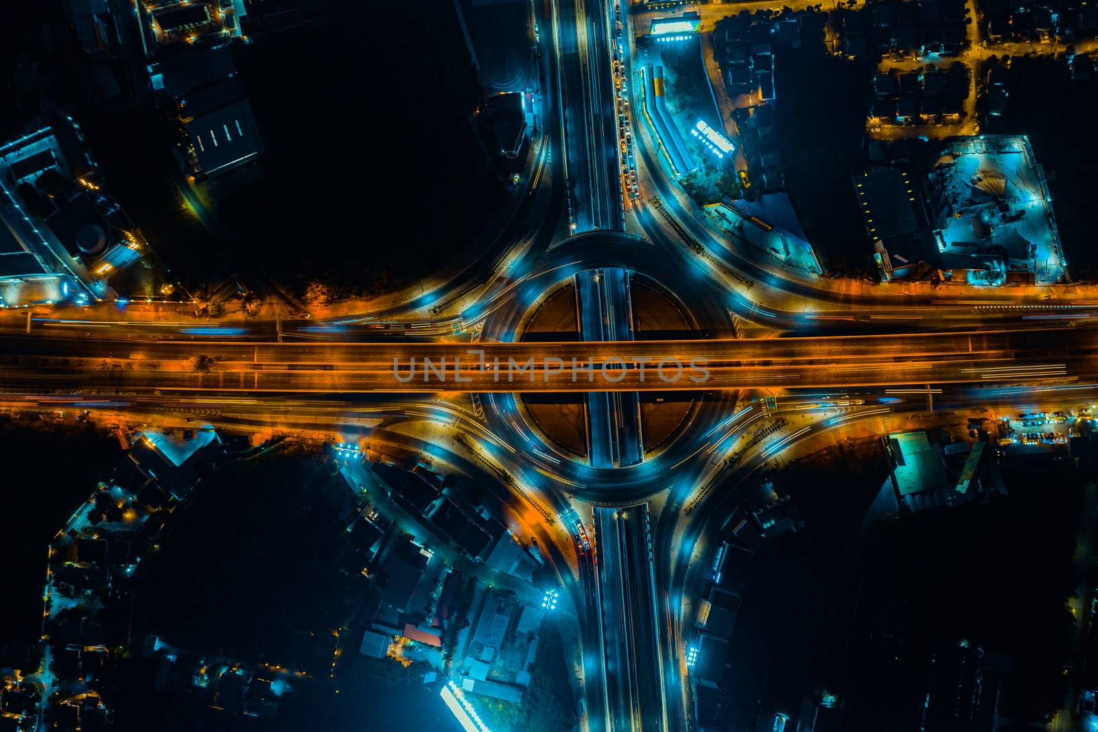 Expressway top view, Road traffic an important infrastructure by PlottyPhoto