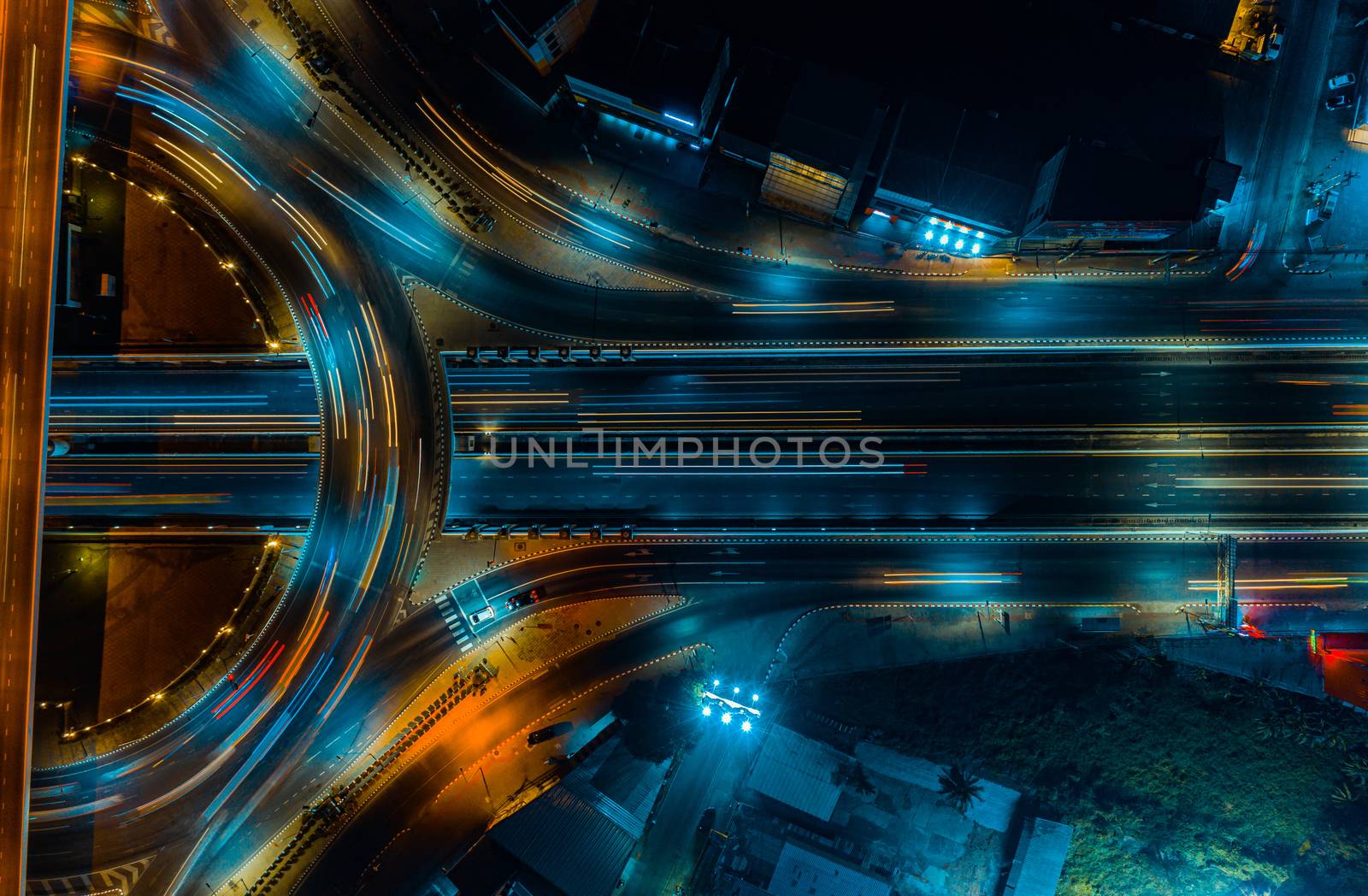 Expressway top view, Road traffic an important infrastructure by PlottyPhoto