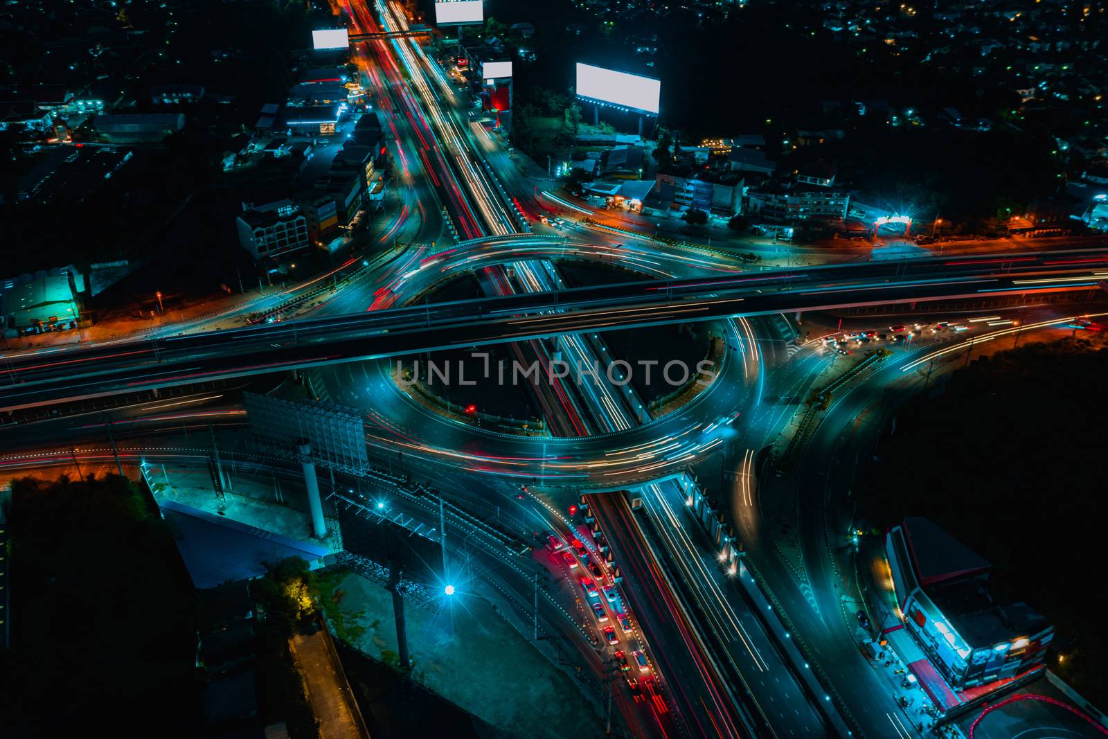 Expressway top view, Road traffic an important infrastructure in Thailand