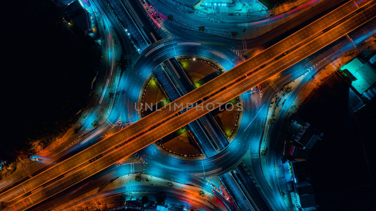 Expressway top view, Road traffic an important infrastructure by PlottyPhoto