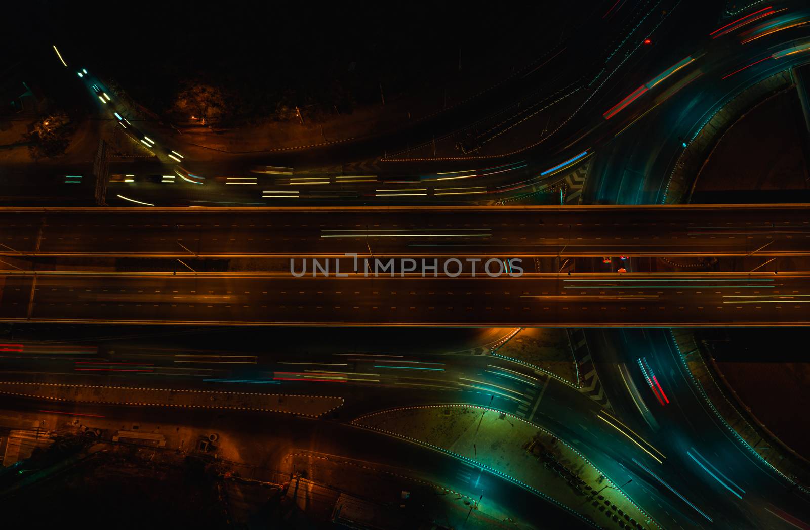 Expressway top view, Road traffic an important infrastructure by PlottyPhoto