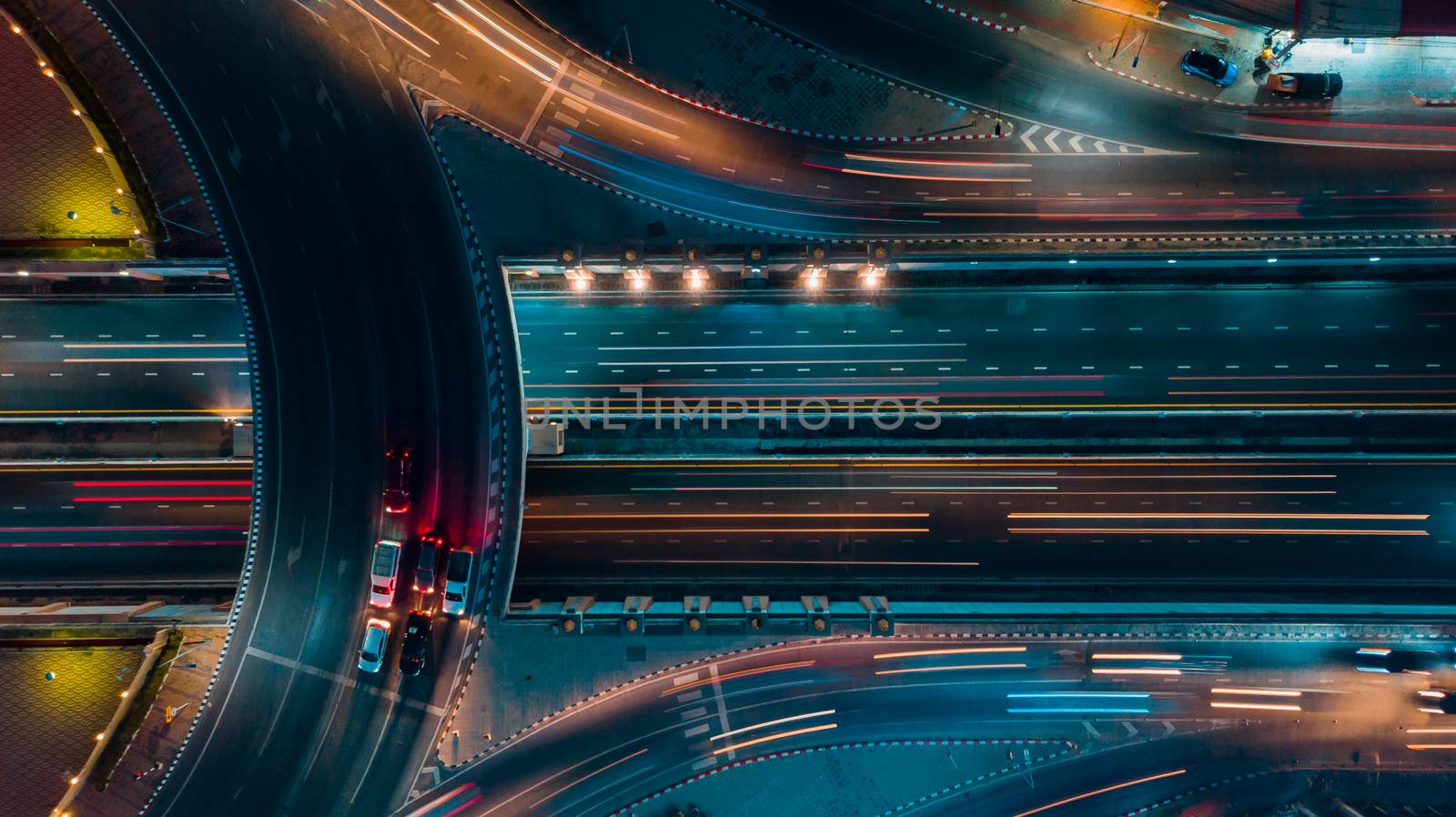 Expressway top view, Road traffic an important infrastructure by PlottyPhoto