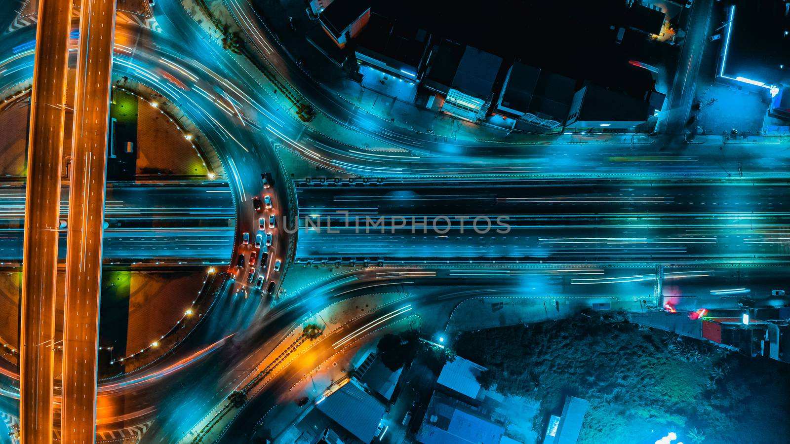 Expressway top view, Road traffic an important infrastructure in Thailand