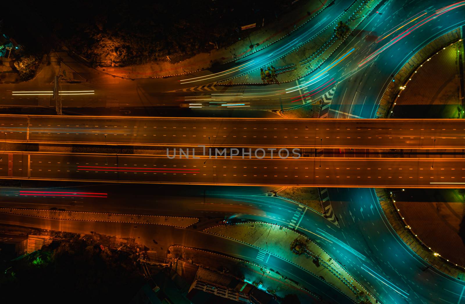 Expressway top view, Road traffic an important infrastructure by PlottyPhoto