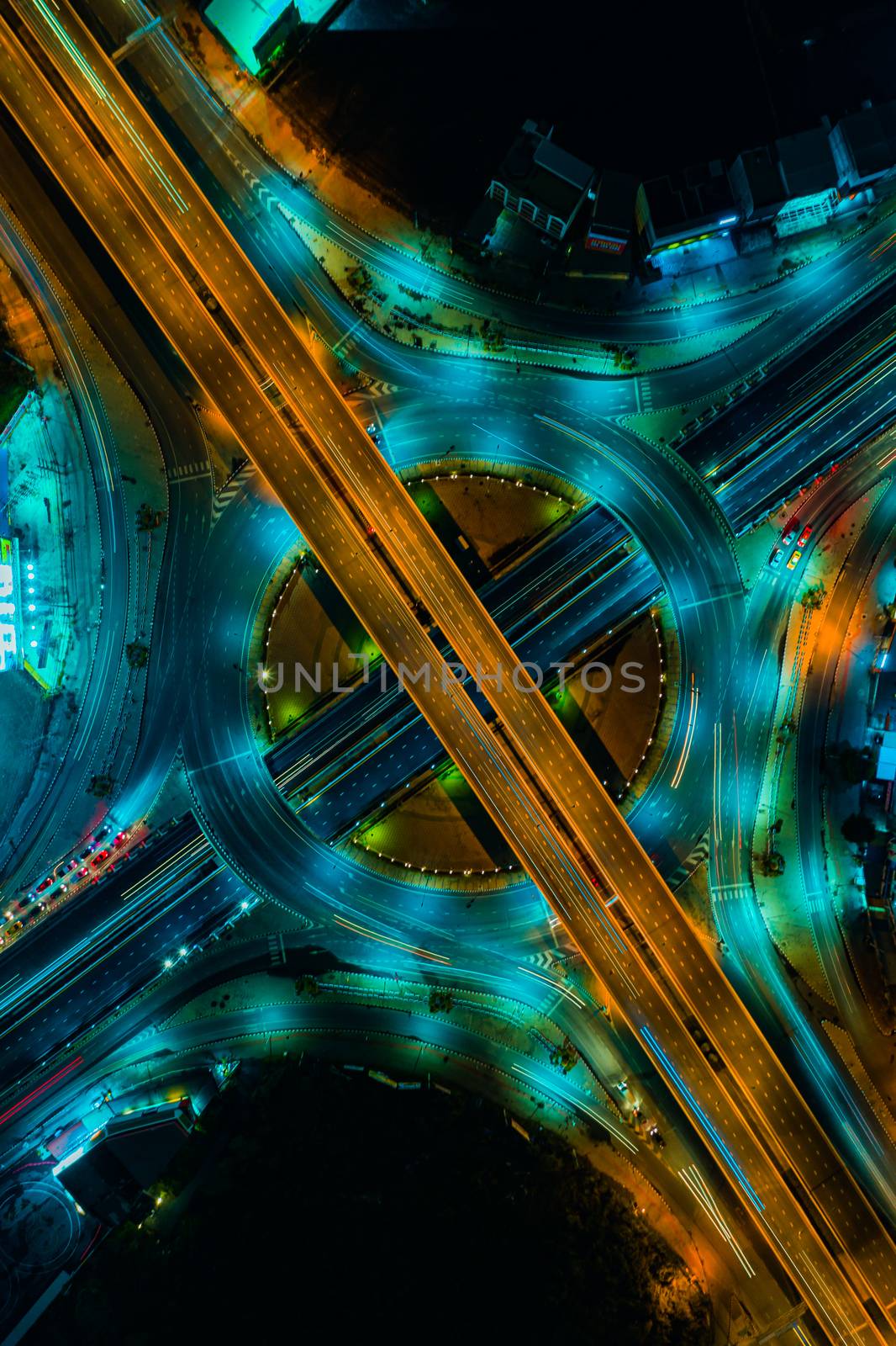 Expressway top view, Road traffic an important infrastructure in Thailand