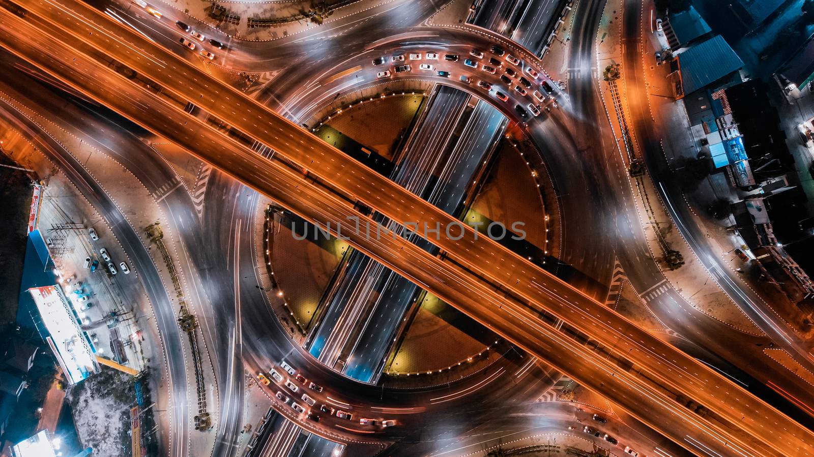 Expressway top view, Road traffic an important infrastructure in Thailand