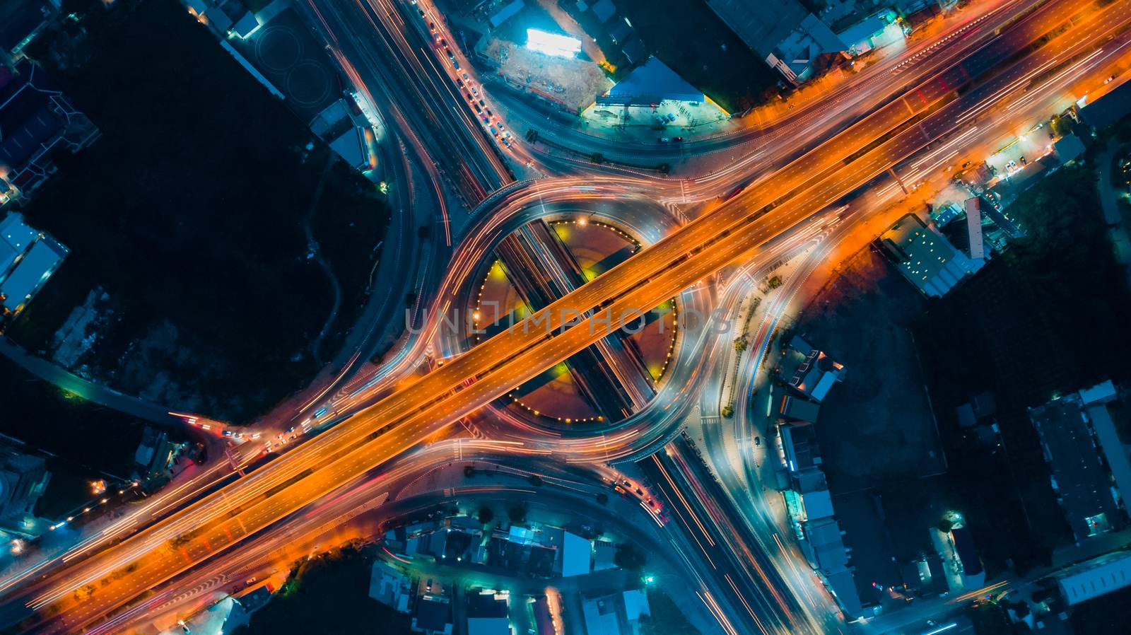 Expressway top view, Road traffic an important infrastructure in Thailand