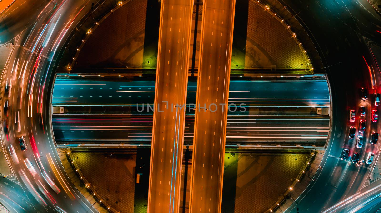 Expressway top view, Road traffic an important infrastructure by PlottyPhoto