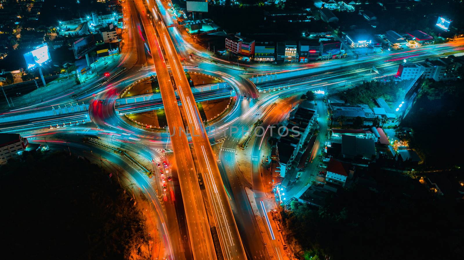 Expressway top view, Road traffic an important infrastructure in Thailand