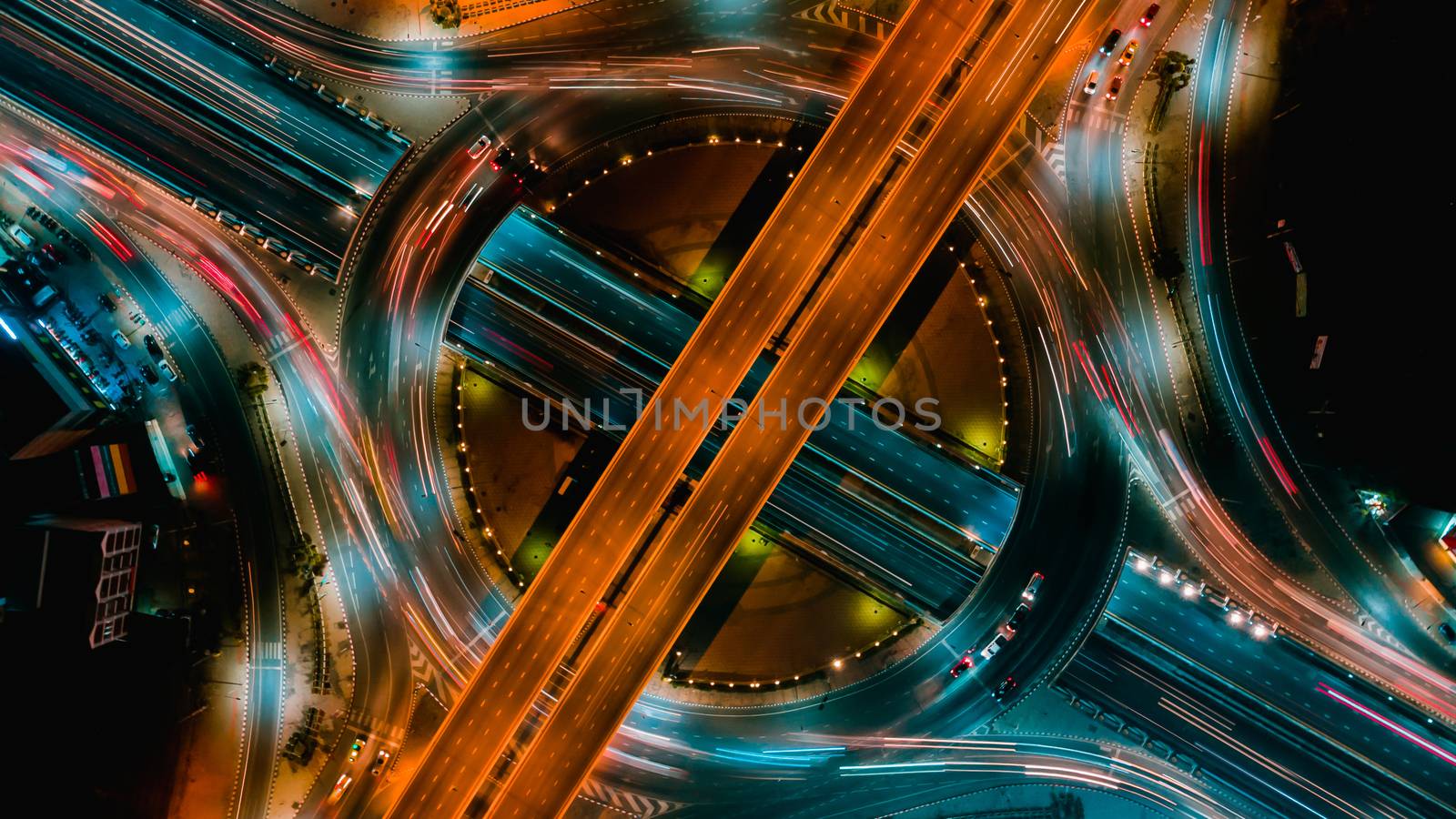 Expressway top view, Road traffic an important infrastructure by PlottyPhoto