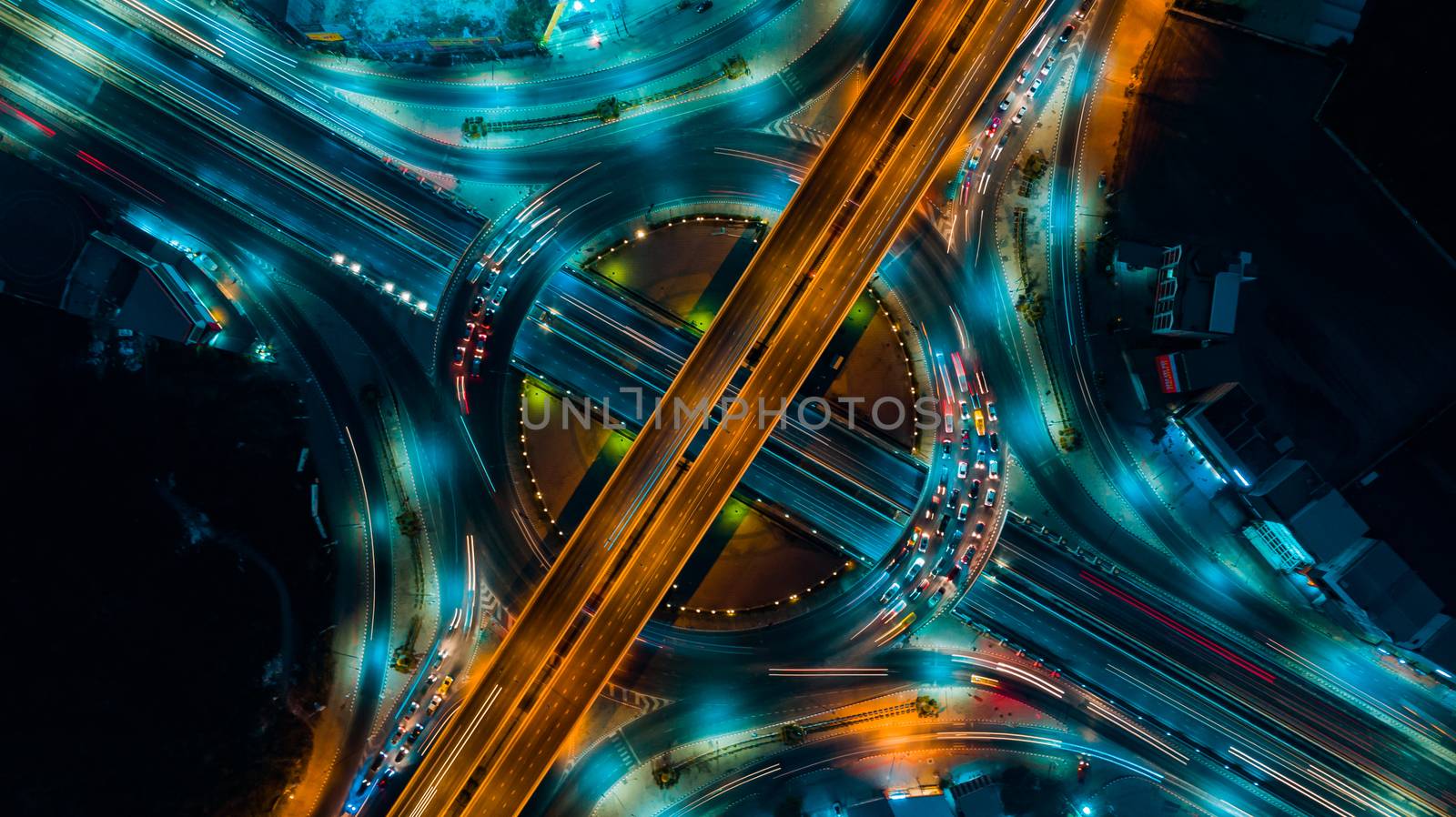 Expressway top view, Road traffic an important infrastructure in Thailand