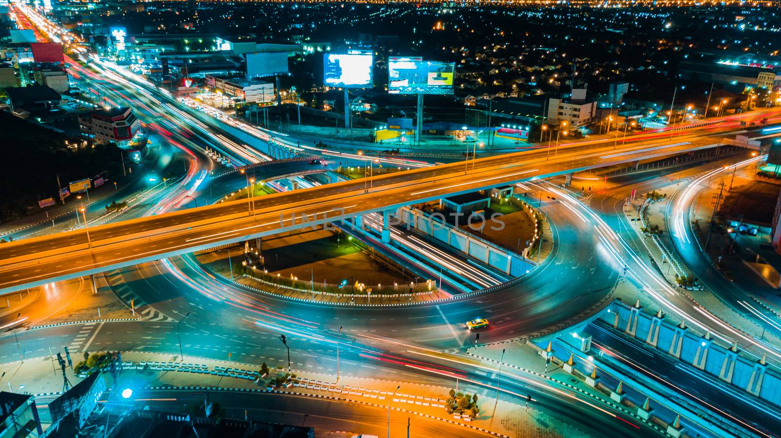 Expressway top view, Road traffic an important infrastructure by PlottyPhoto