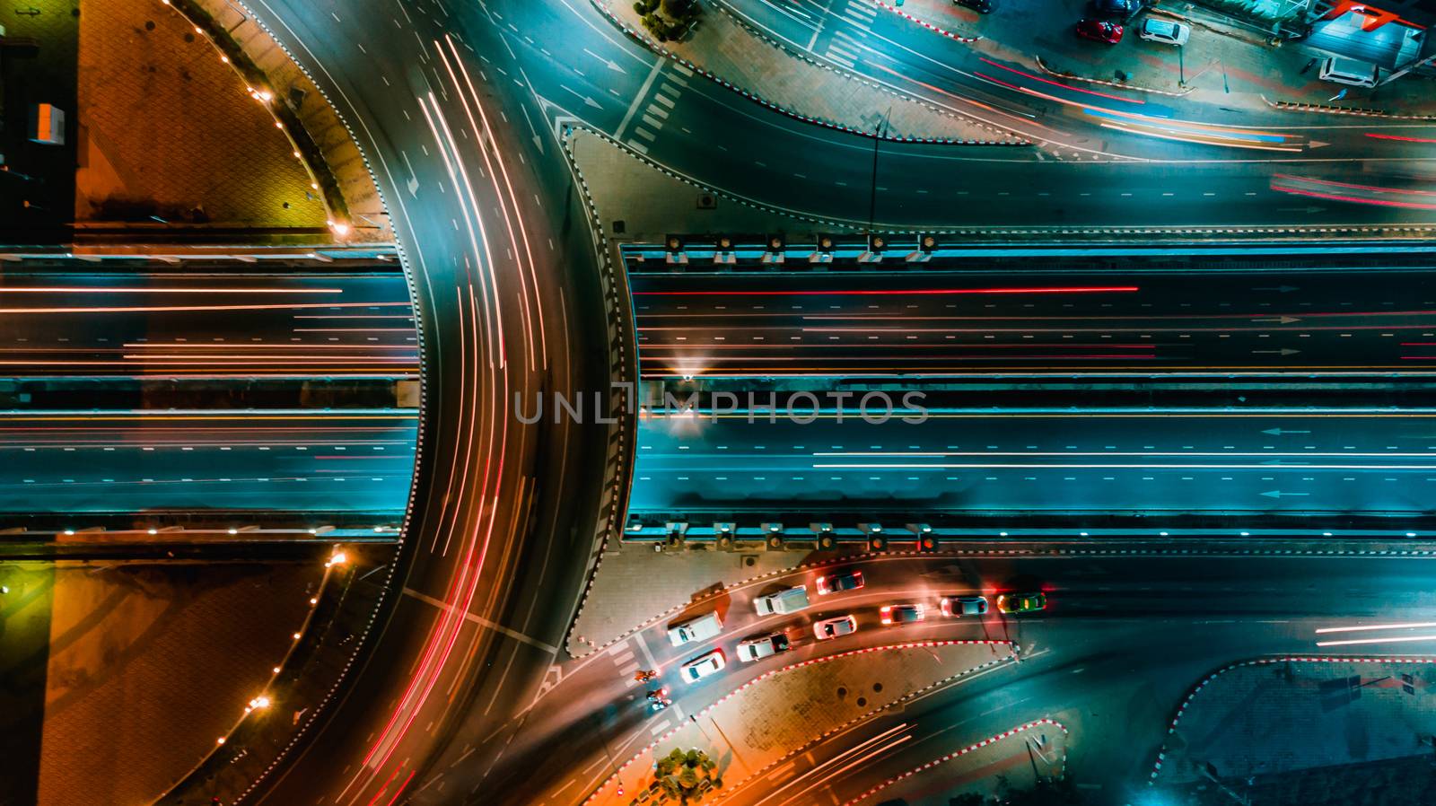 Expressway top view, Road traffic an important infrastructure by PlottyPhoto