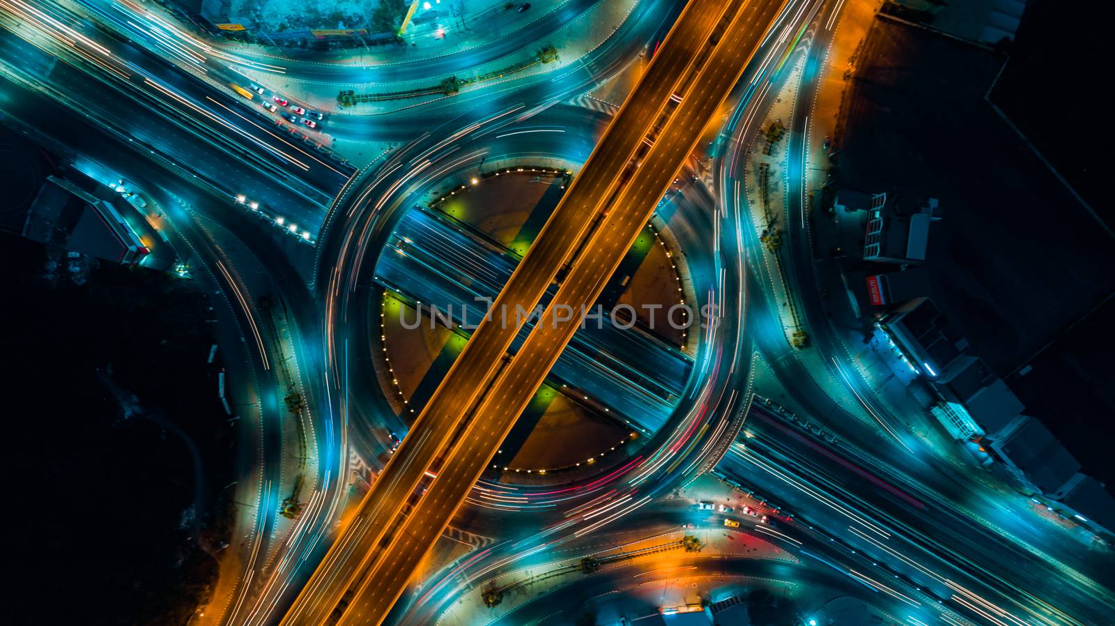 Expressway top view, Road traffic an important infrastructure in Thailand