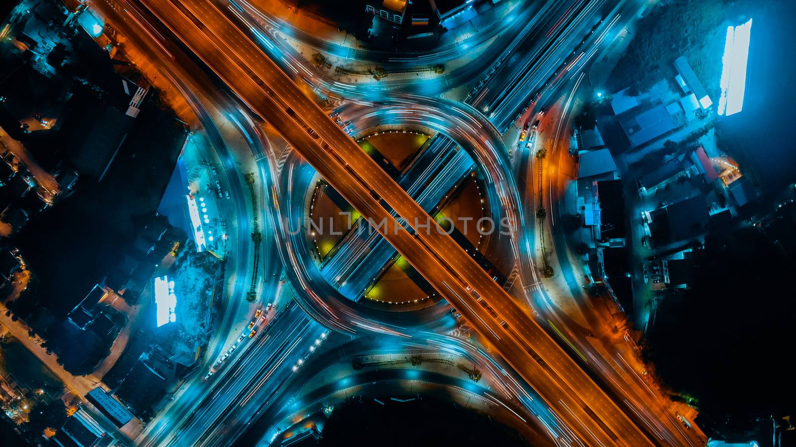 Expressway top view, Road traffic an important infrastructure in Thailand