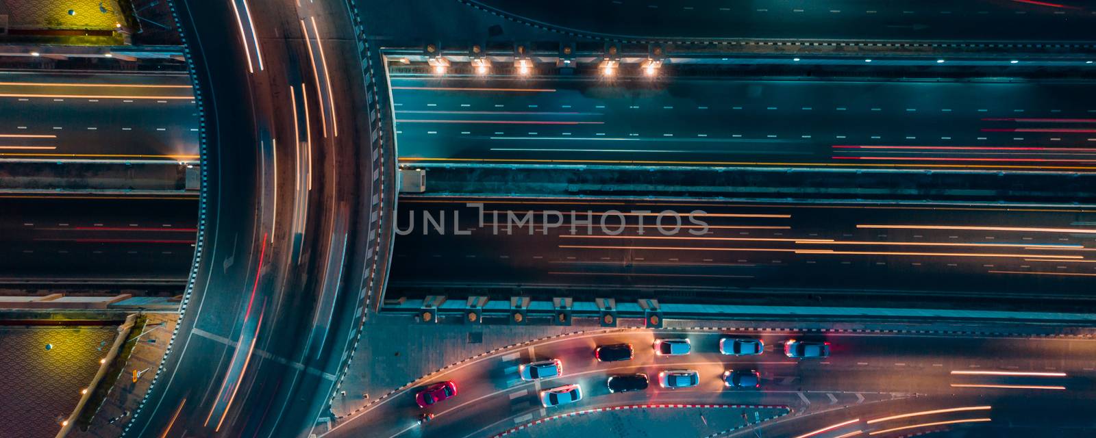 Expressway top view, Road traffic an important infrastructure in Thailand