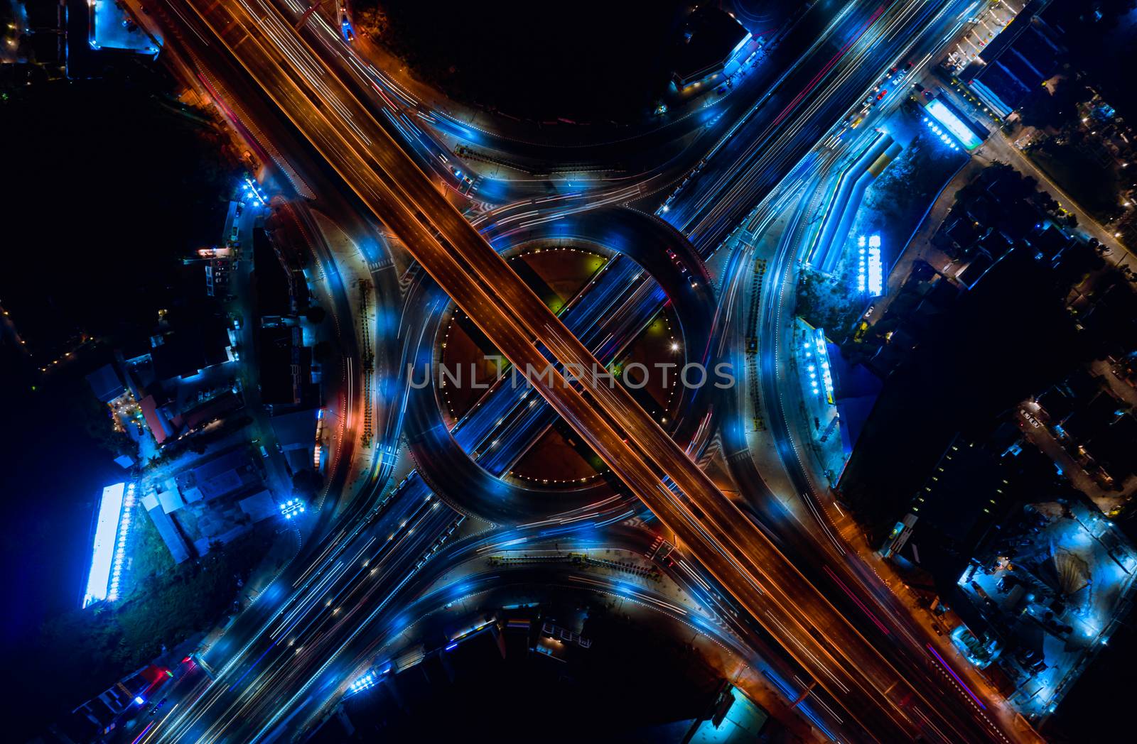 Expressway top view, Road traffic an important infrastructure by PlottyPhoto