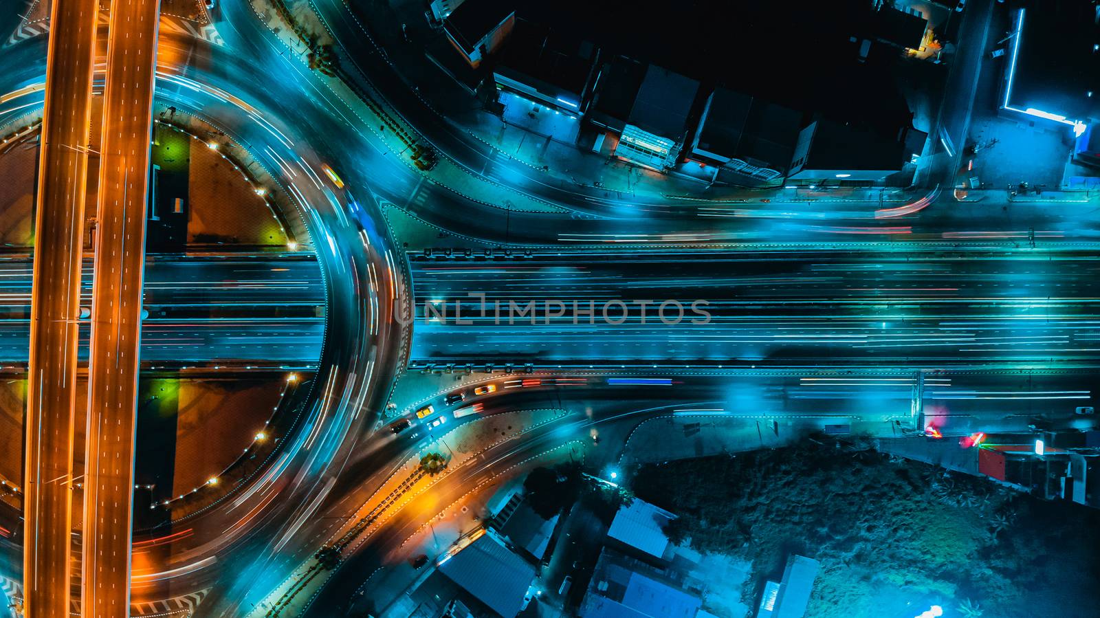 Expressway top view, Road traffic an important infrastructure by PlottyPhoto