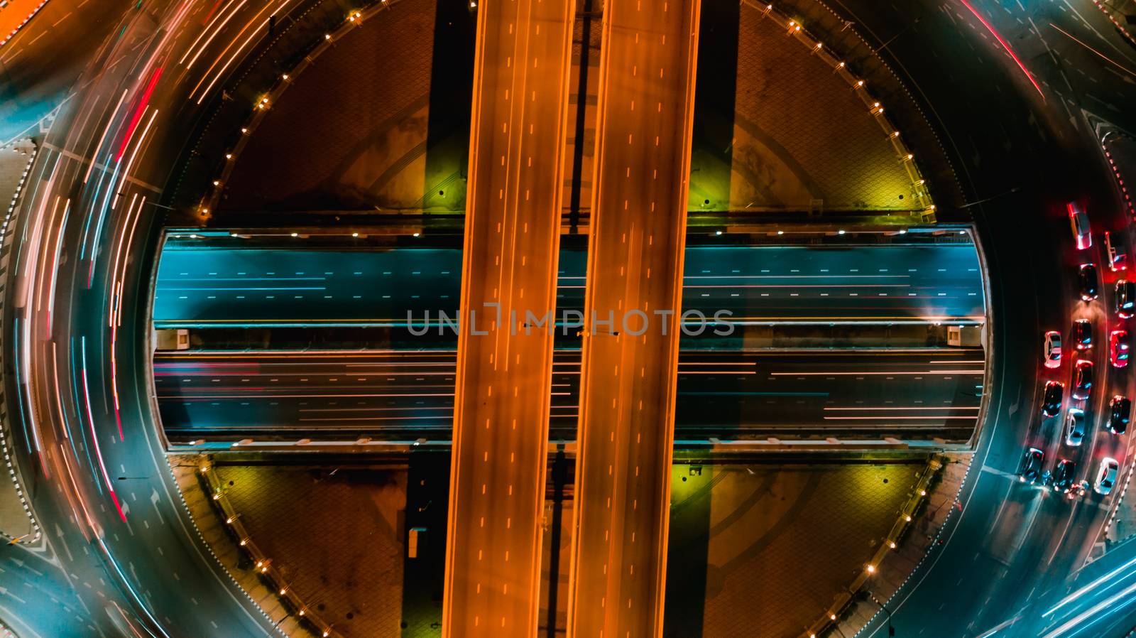 Expressway top view, Road traffic an important infrastructure in Thailand