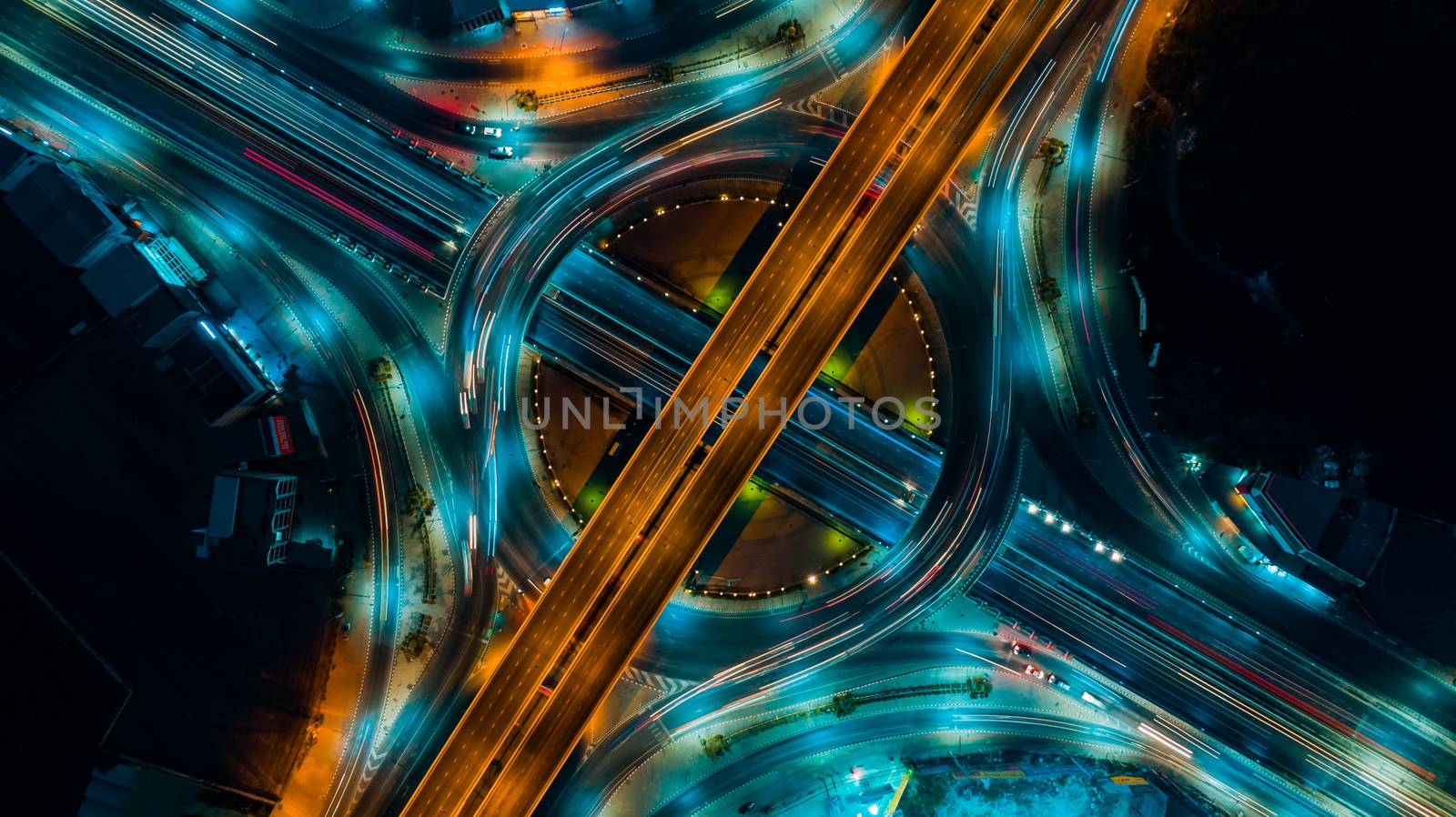 Expressway top view, Road traffic an important infrastructure by PlottyPhoto