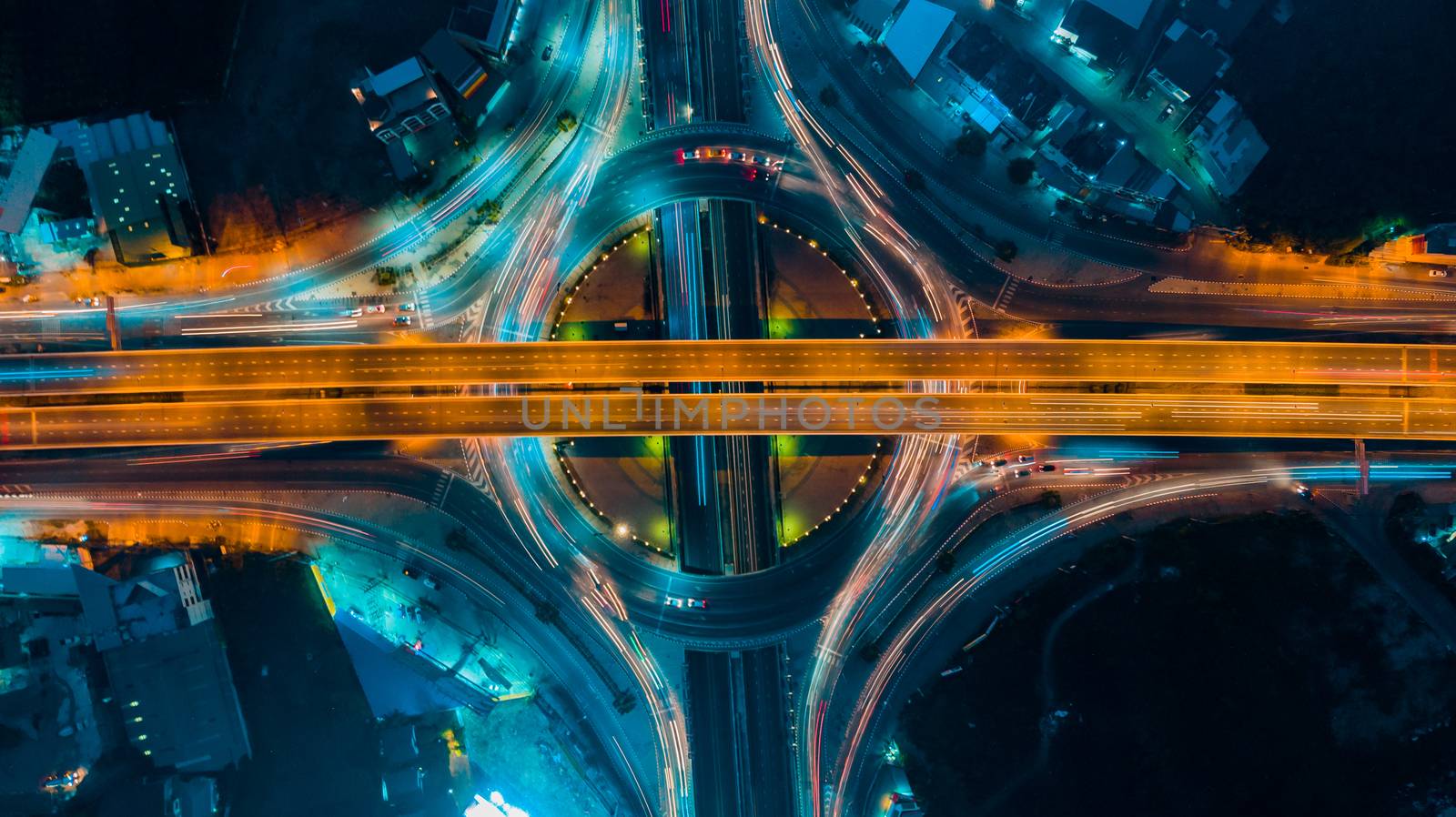 Expressway top view, Road traffic an important infrastructure in Thailand