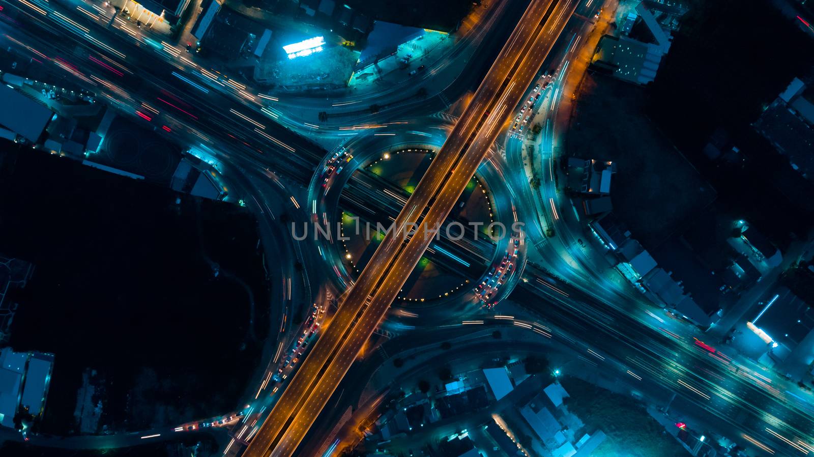 Expressway top view, Road traffic an important infrastructure in Thailand