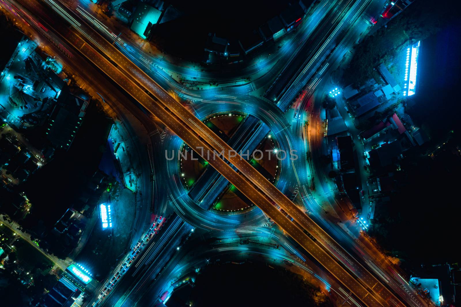 Expressway top view, Road traffic an important infrastructure by PlottyPhoto