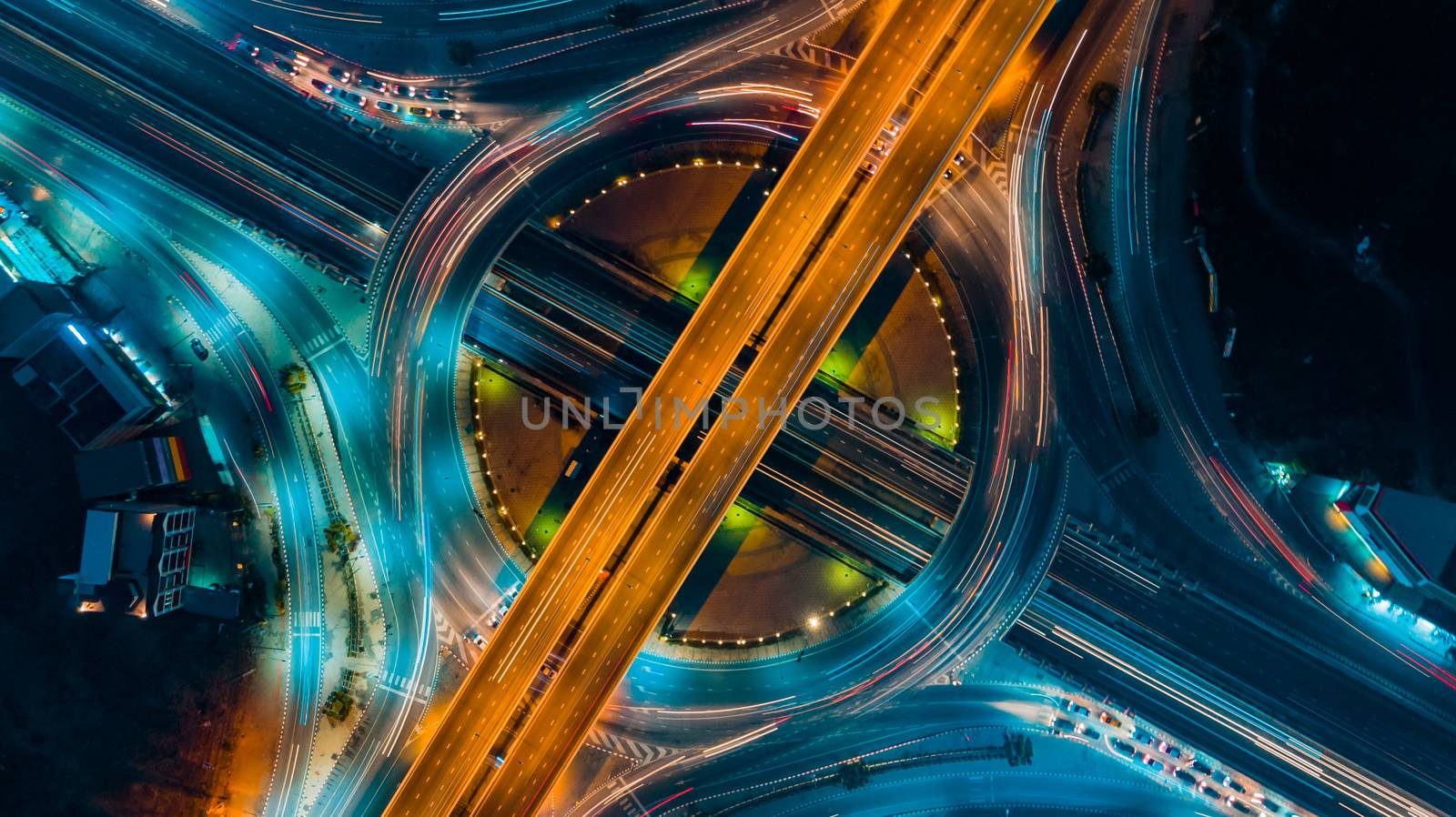 Expressway top view, Road traffic an important infrastructure by PlottyPhoto