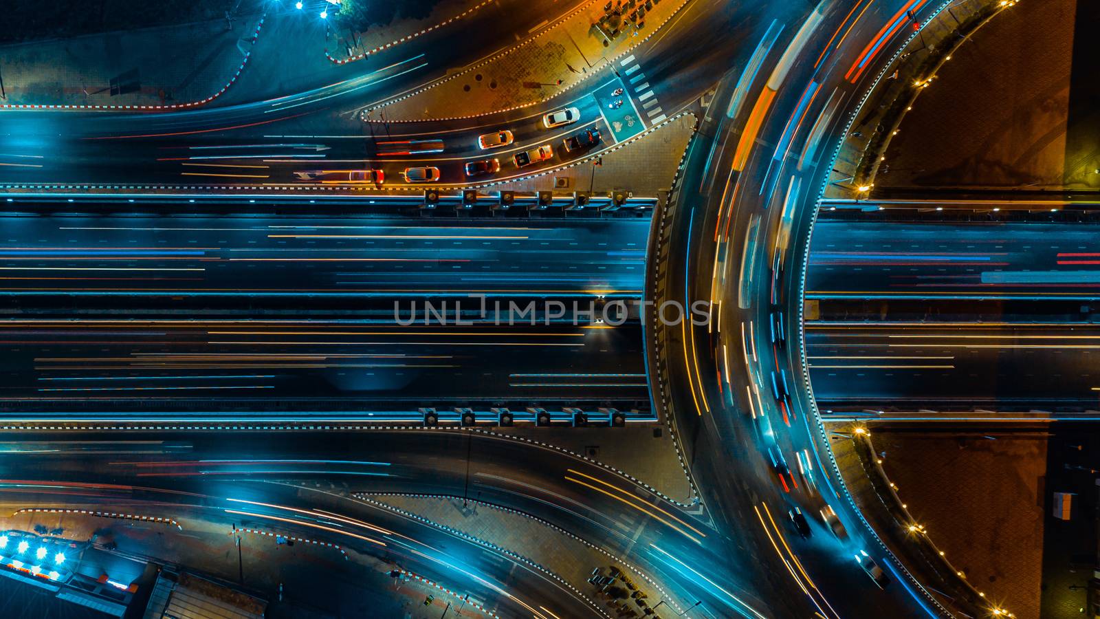 Expressway top view, Road traffic an important infrastructure in Thailand