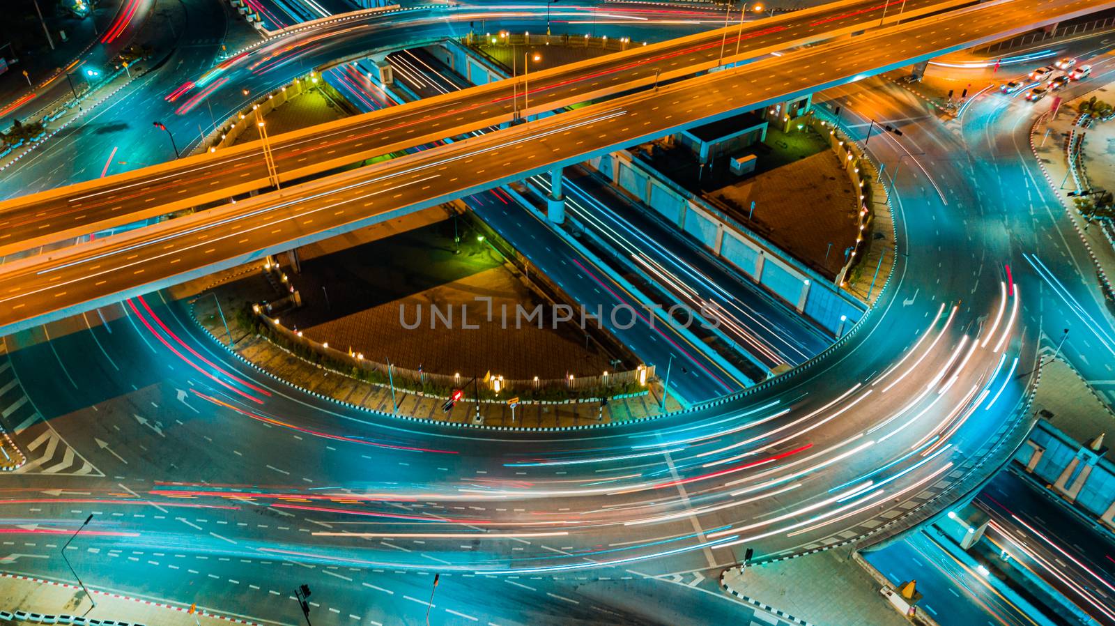 Expressway top view, Road traffic an important infrastructure by PlottyPhoto