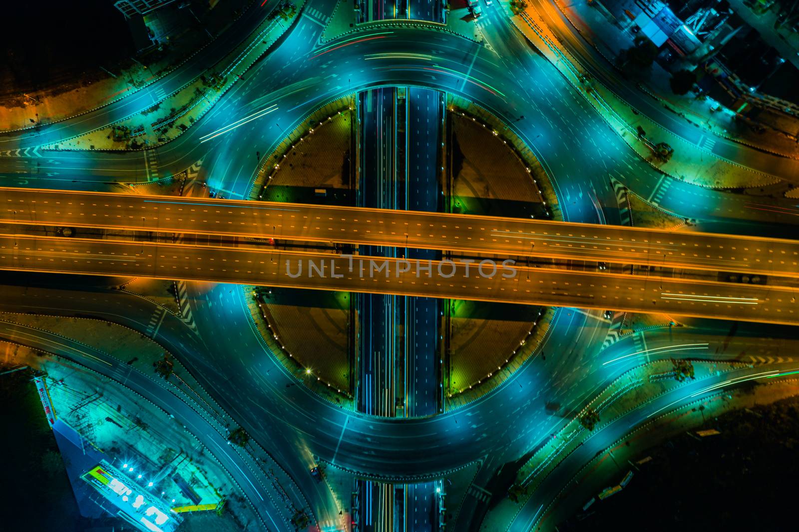 Expressway top view, Road traffic an important infrastructure by PlottyPhoto