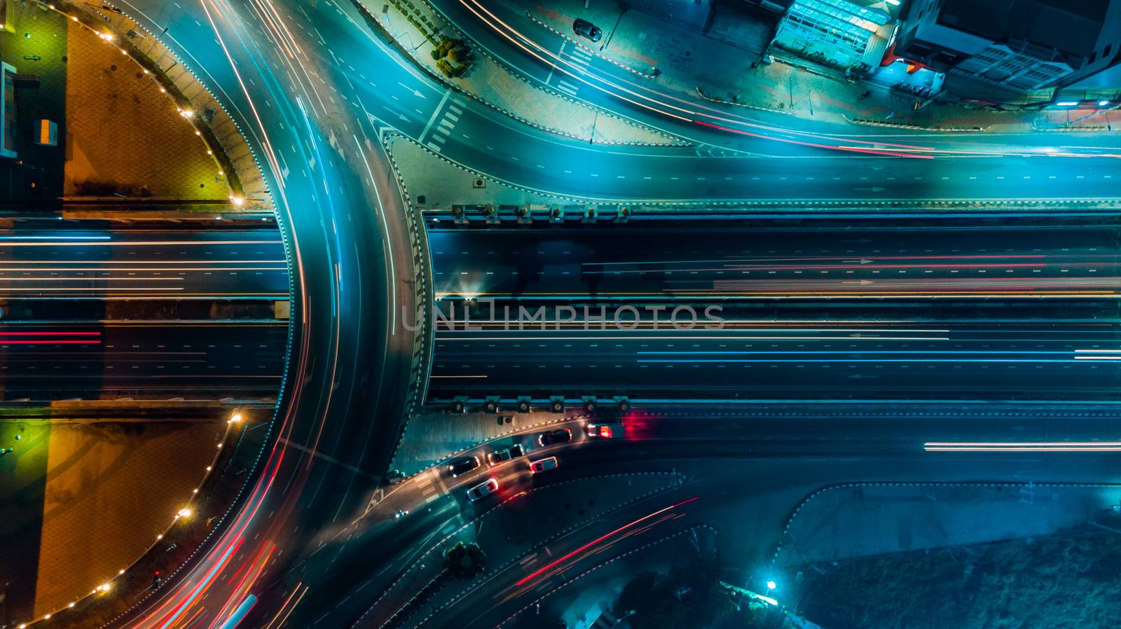 Expressway top view, Road traffic an important infrastructure by PlottyPhoto