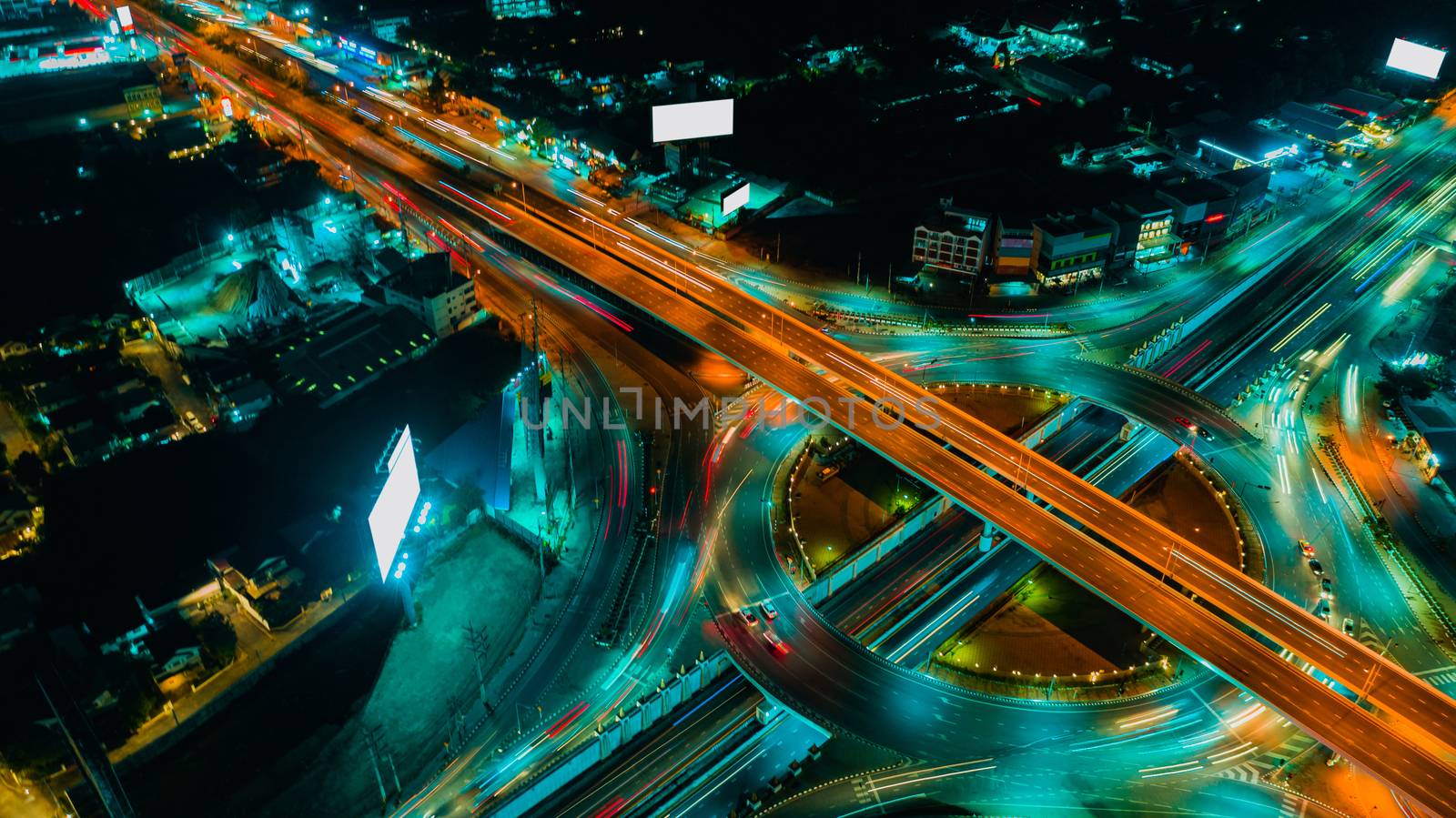 Expressway top view, Road traffic an important infrastructure in Thailand