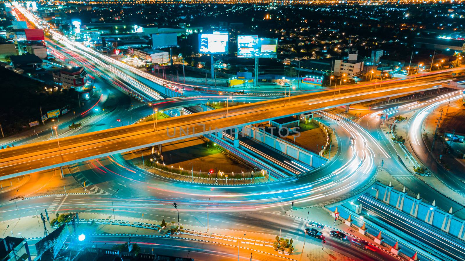 Expressway top view, Road traffic an important infrastructure in Thailand